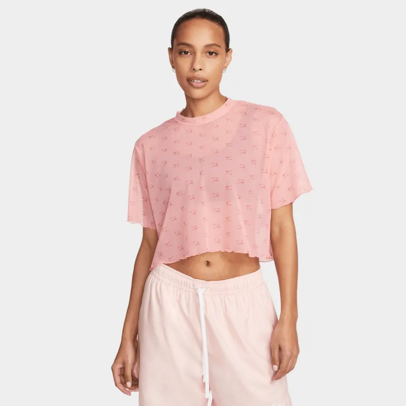 Nike Sportswear Women's Air All Over Print Mesh Crop Top / Coral Chalk sold by JD Sports