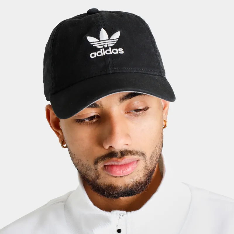 adidas Originals Relaxed Strapback Cap Black / White sold by JD Sports