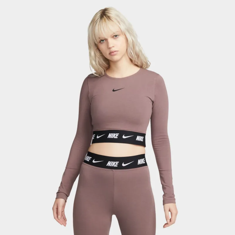 Nike Sportswear Women's Long-Sleeve Crop Top Plum Eclipse / Black sold by JD Sports