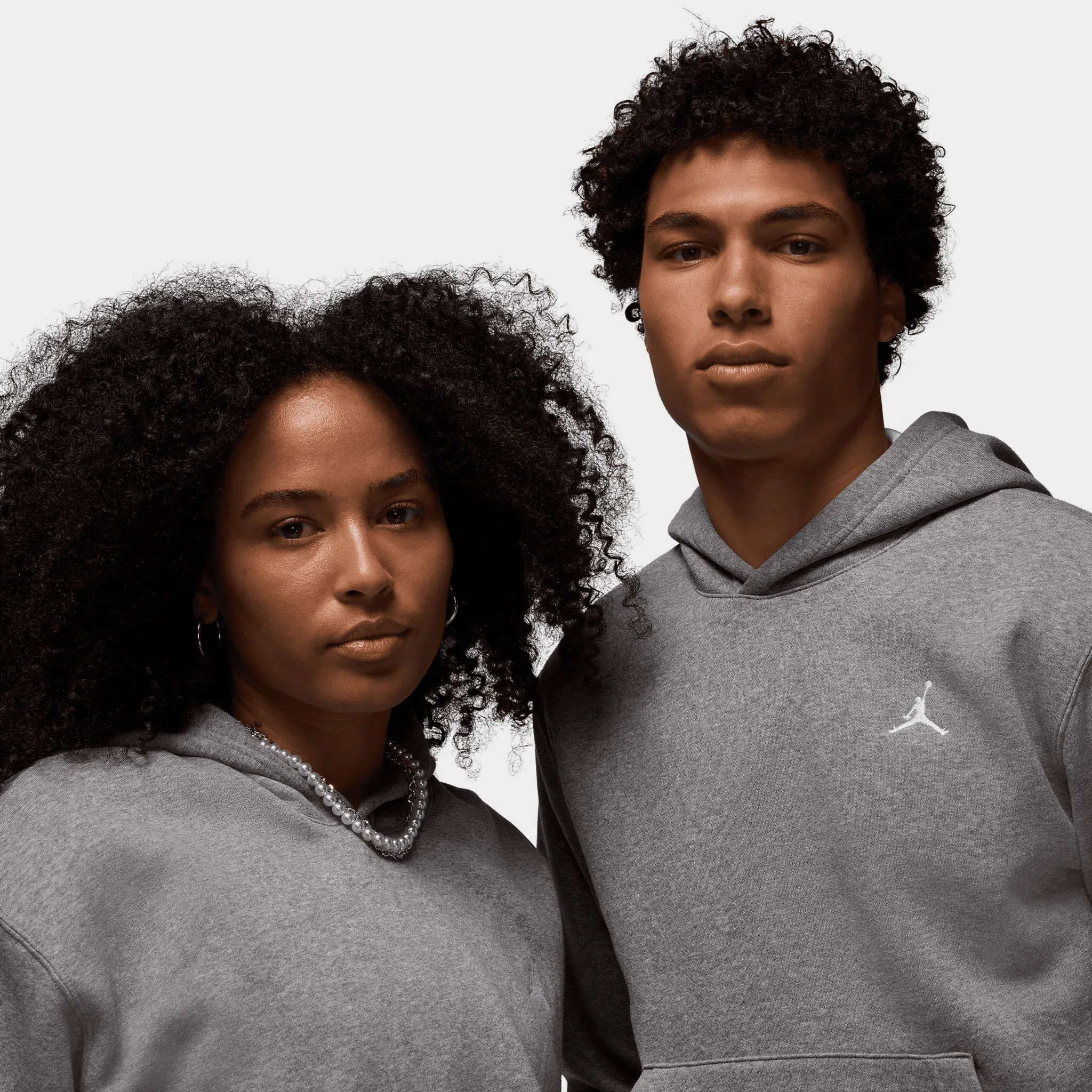 Jordan Brooklyn Fleece Pullover Hoodie Carbon Heather / White sold by JD Sports product image thumbnail 3