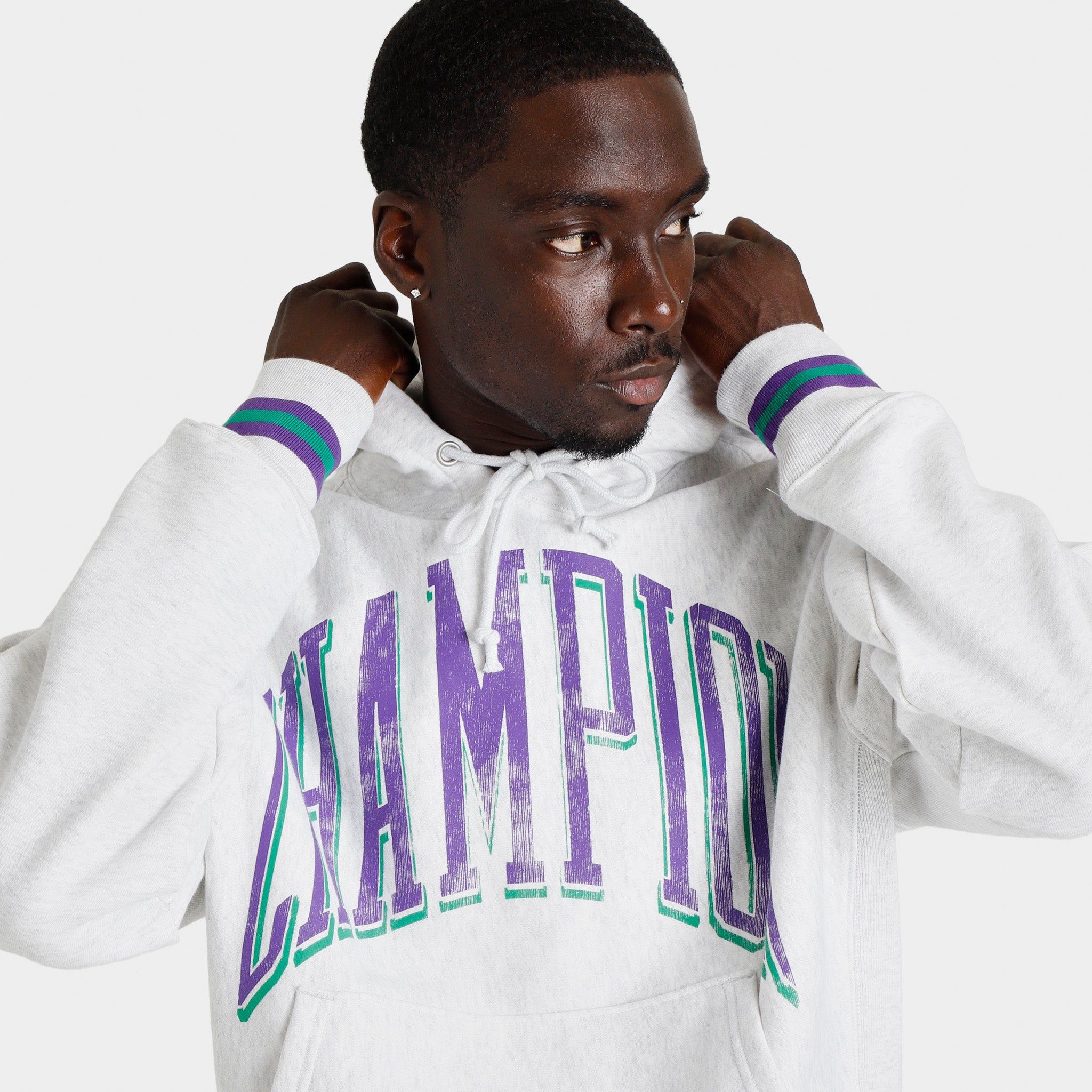 Champion Premium Reverse Weave Pullover Hoodie / Silver Grey sold by JD Sports product image thumbnail 3
