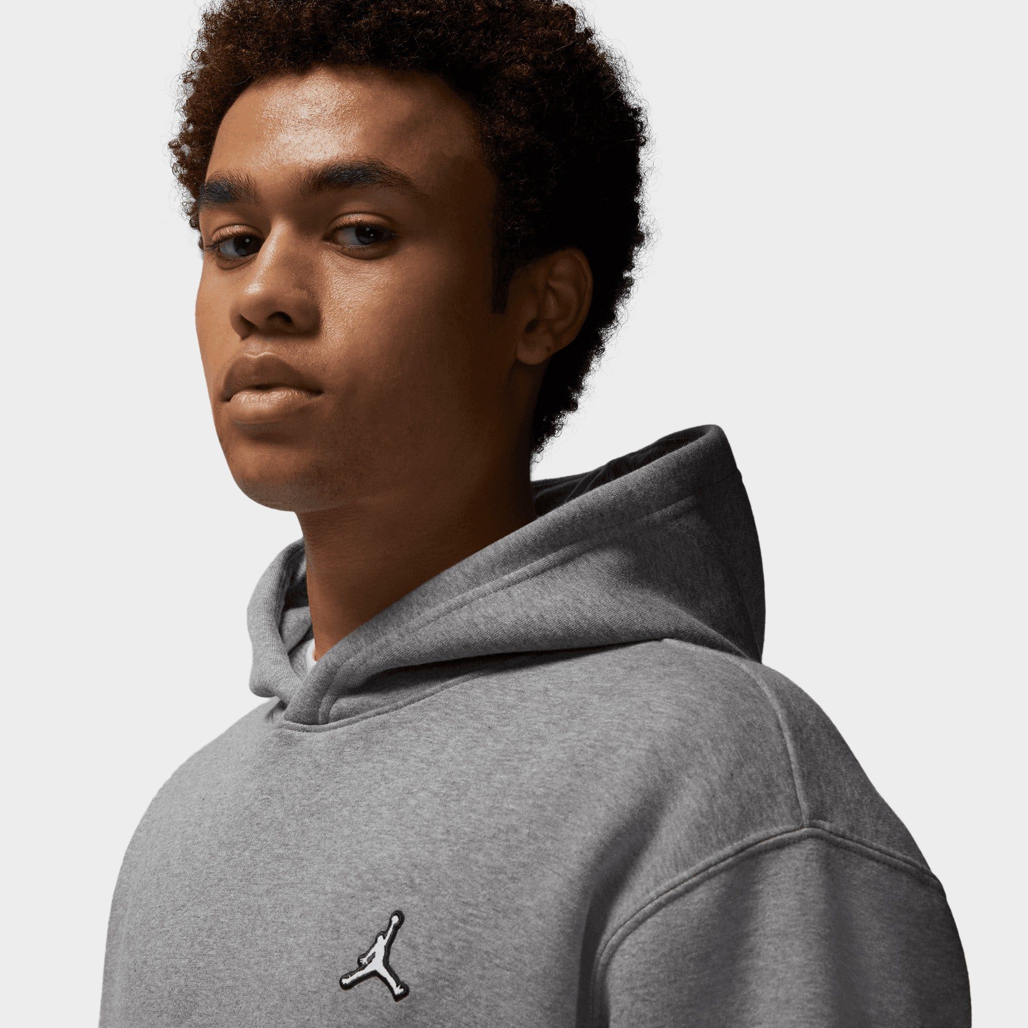 Jordan Essential Fleece Pullover Hoodie Carbon Heather / White sold by JD Sports product image thumbnail 3