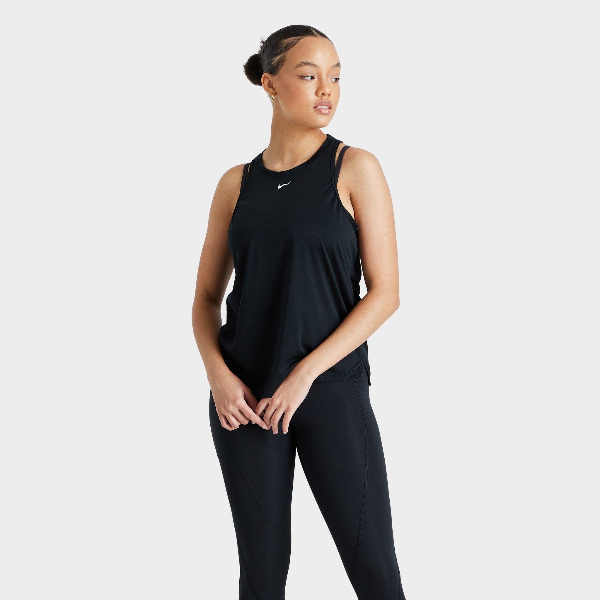 Nike Women's Dri-FIT One Standard Fit Tank Black / White sold by JD Sports