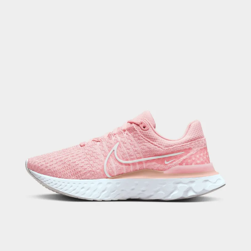 Nike Women's React Infinity Run Flyknit 3 Pink Glaze / White - Pink Foam sold by JD Sports