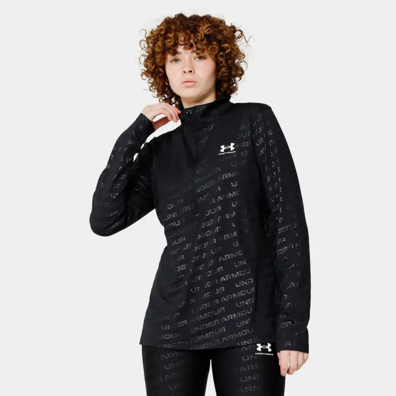 Under Armour Women's Emboss Quarter Zip Black / White sold by JD Sports