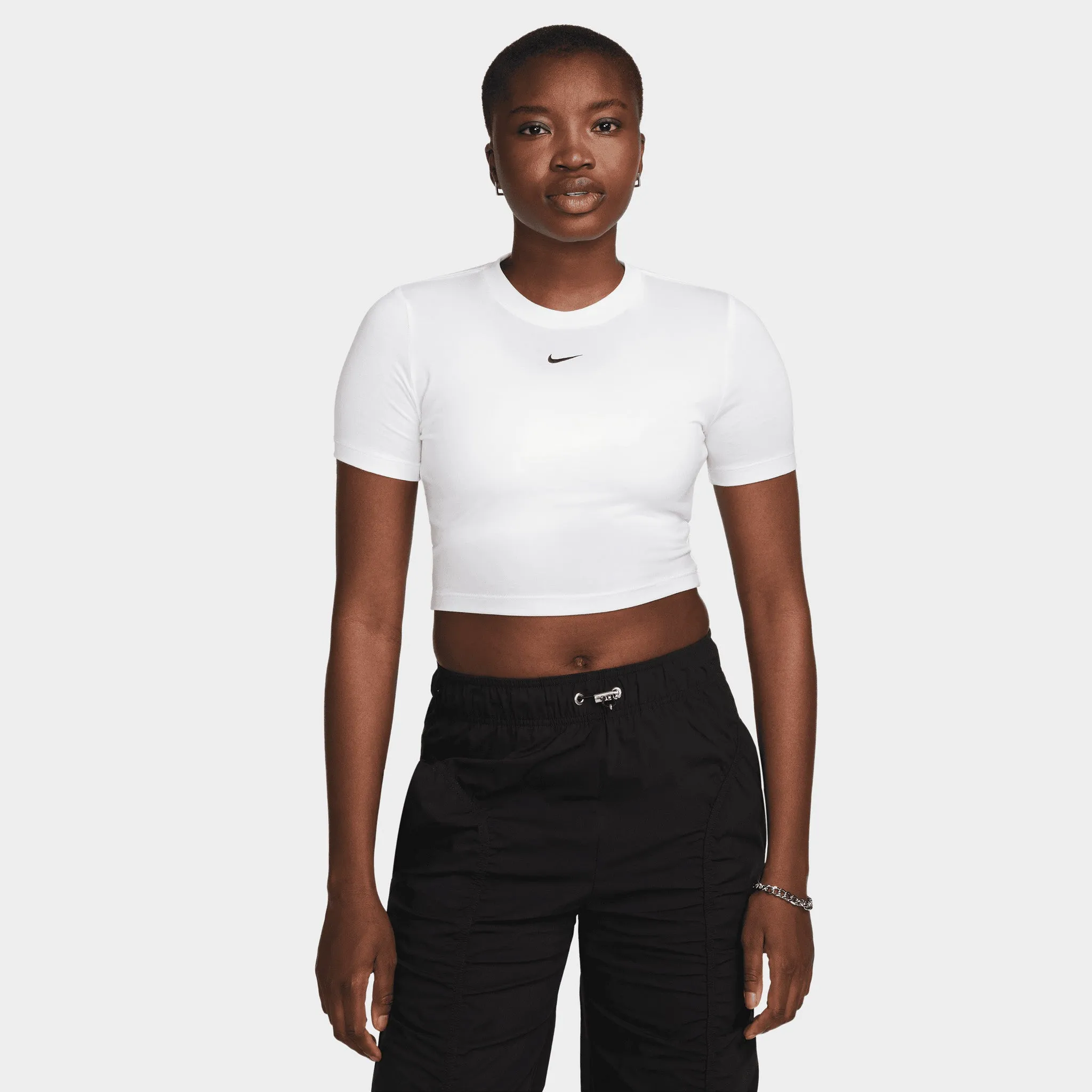 Nike Sportswear Women's Essential Slim-Fit Crop T-shirt / White sold by JD Sports