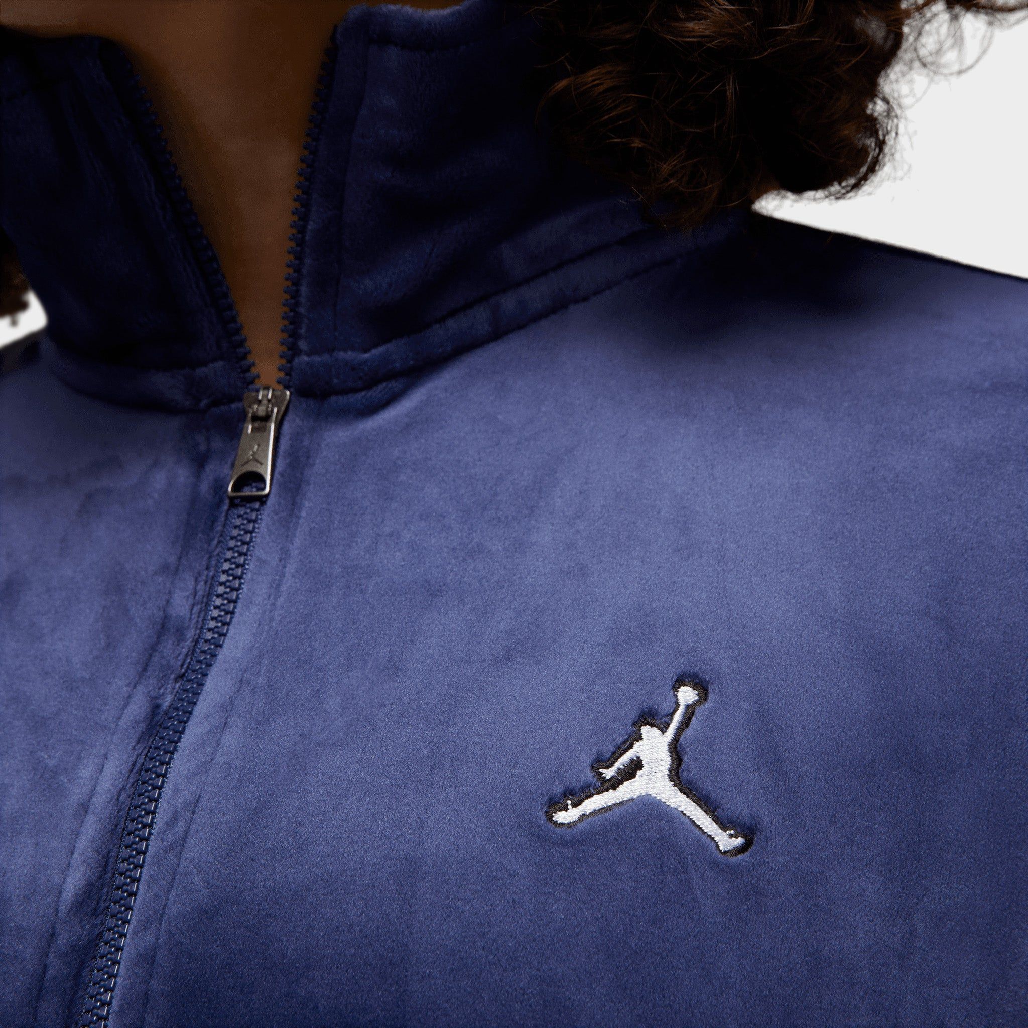 Jordan Women's Flight Velour Full Zip Jacket Midnight Navy / Stealth - White sold by JD Sports product image thumbnail 4