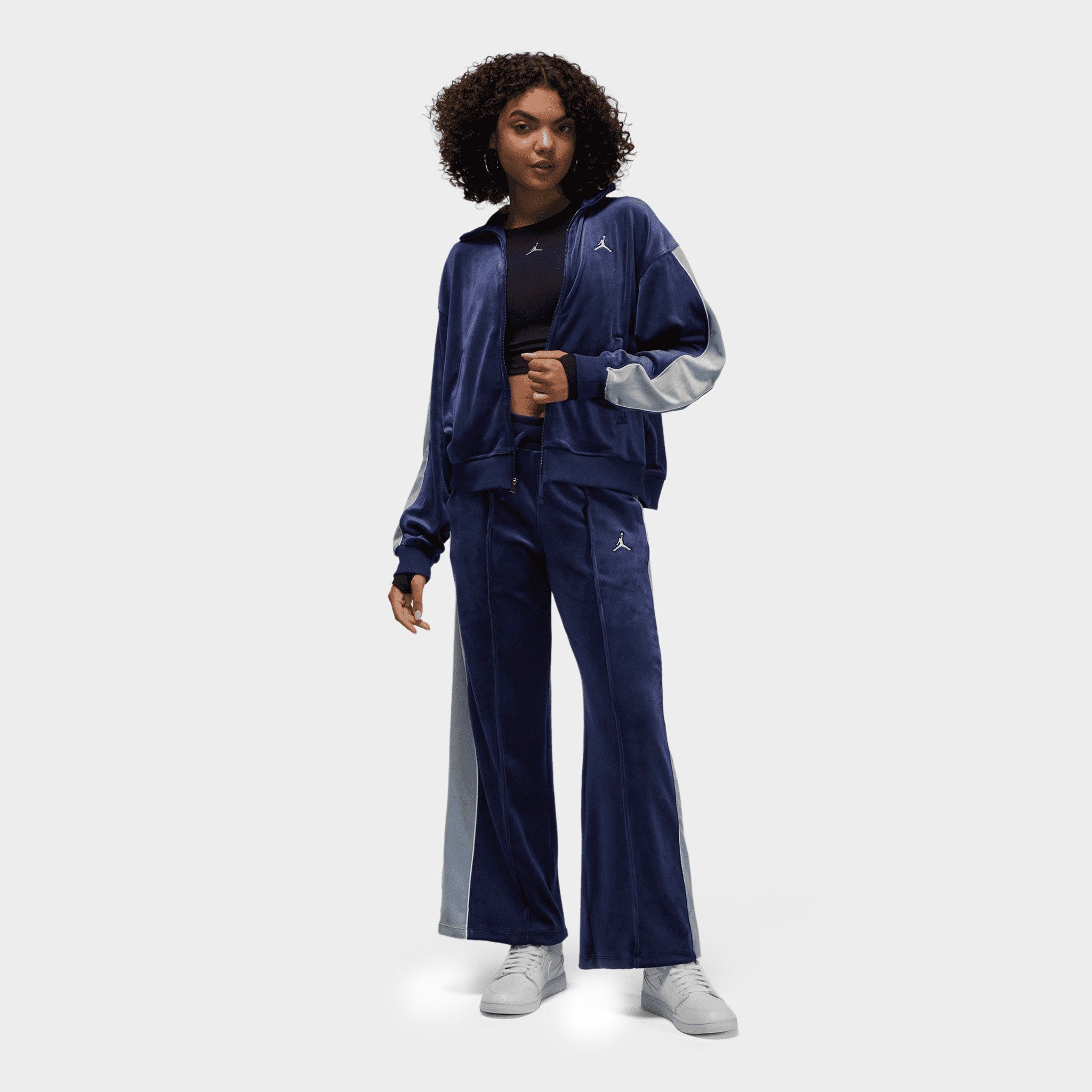 Jordan Women's Flight Velour Full Zip Jacket Midnight Navy / Stealth - White sold by JD Sports product image thumbnail 5