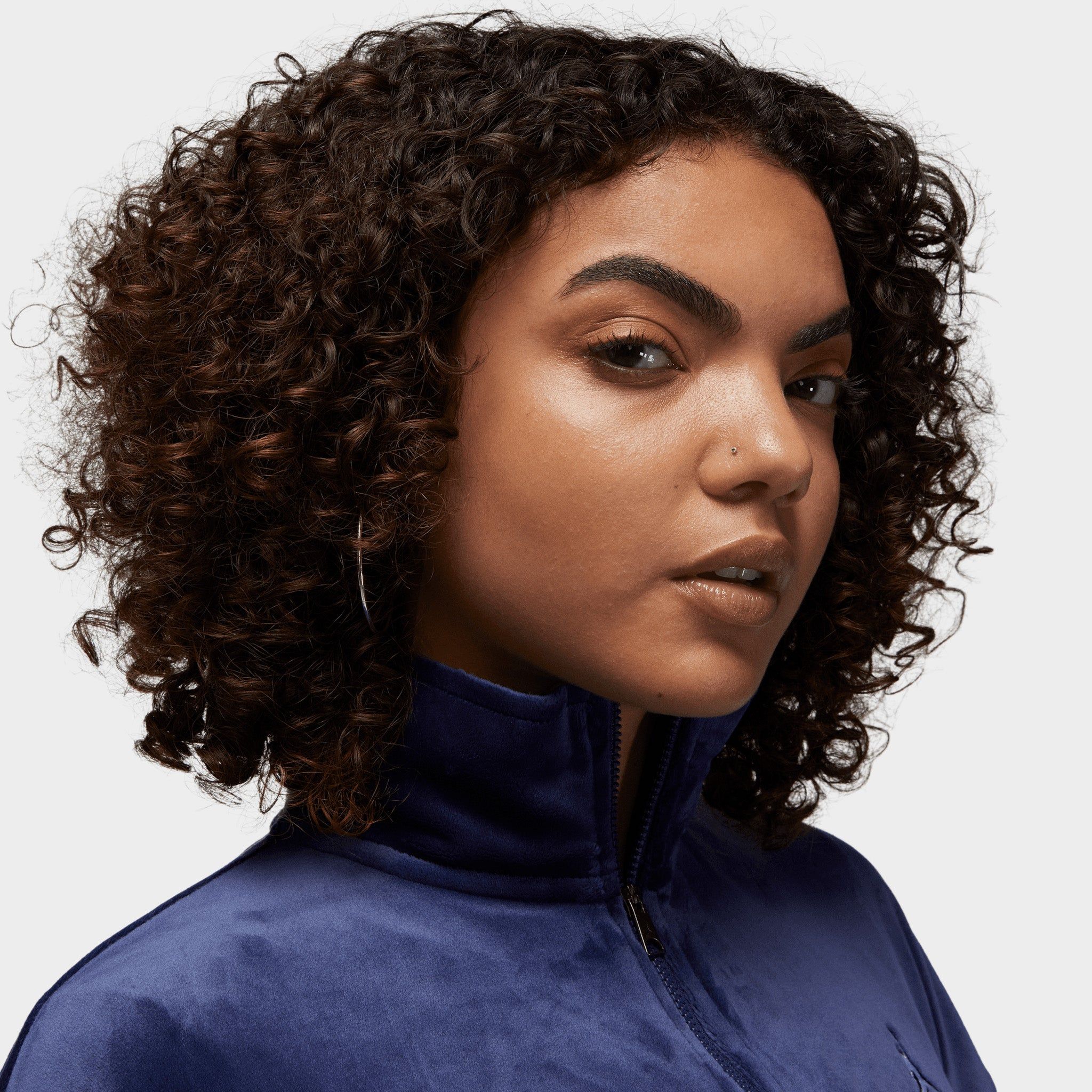 Jordan Women's Flight Velour Full Zip Jacket Midnight Navy / Stealth - White sold by JD Sports product image thumbnail 3