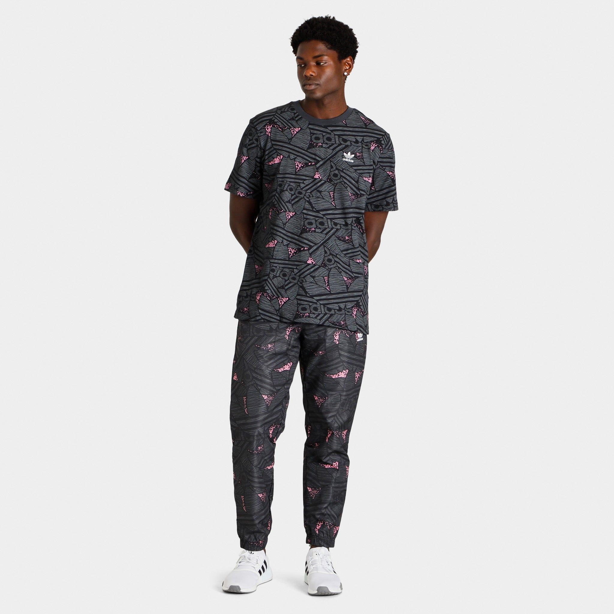 adidas Rekive Trefoil Allover Print T-shirt Black / Grey Six - Bliss Pink sold by JD Sports product image thumbnail 5