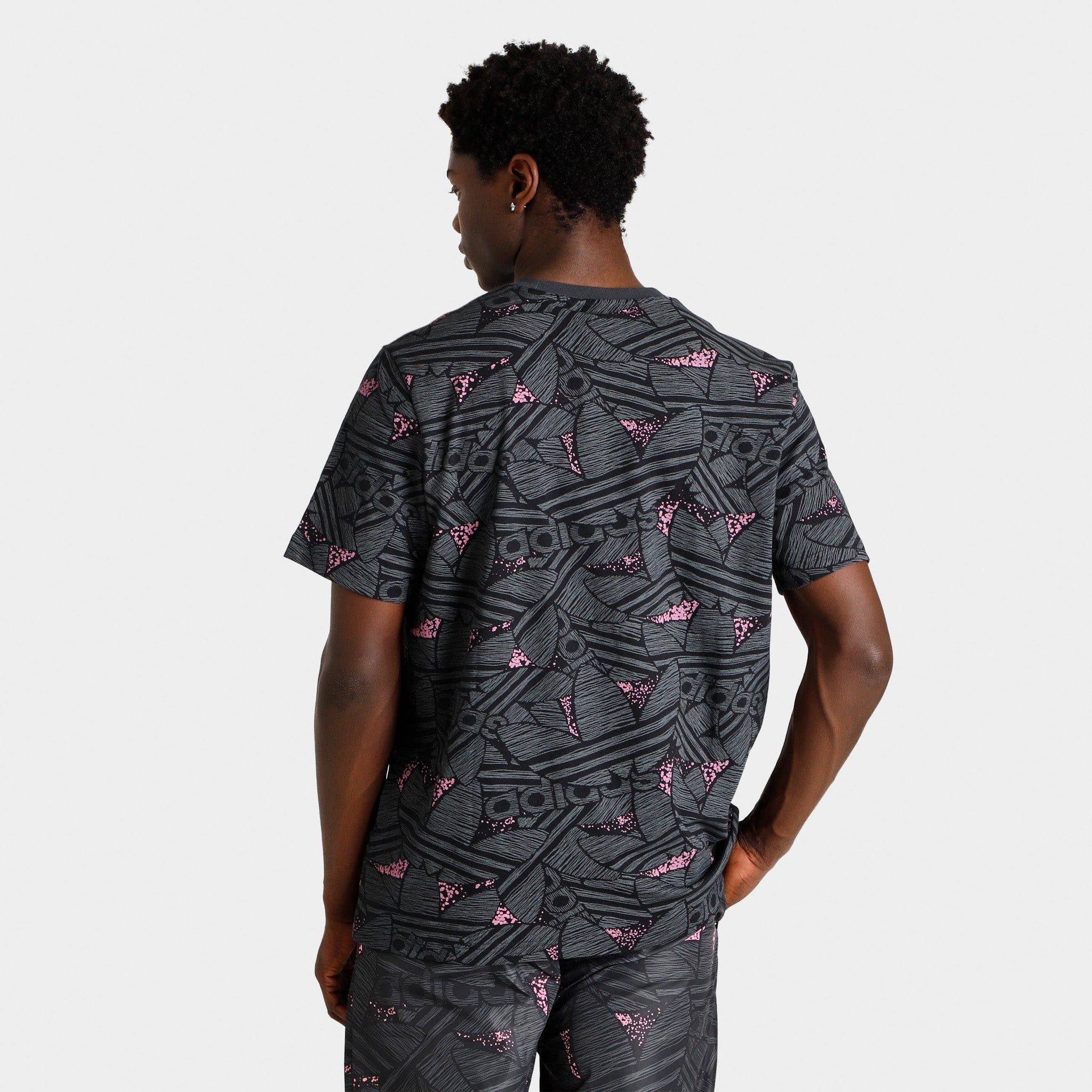 adidas Rekive Trefoil Allover Print T-shirt Black / Grey Six - Bliss Pink sold by JD Sports product image thumbnail 2