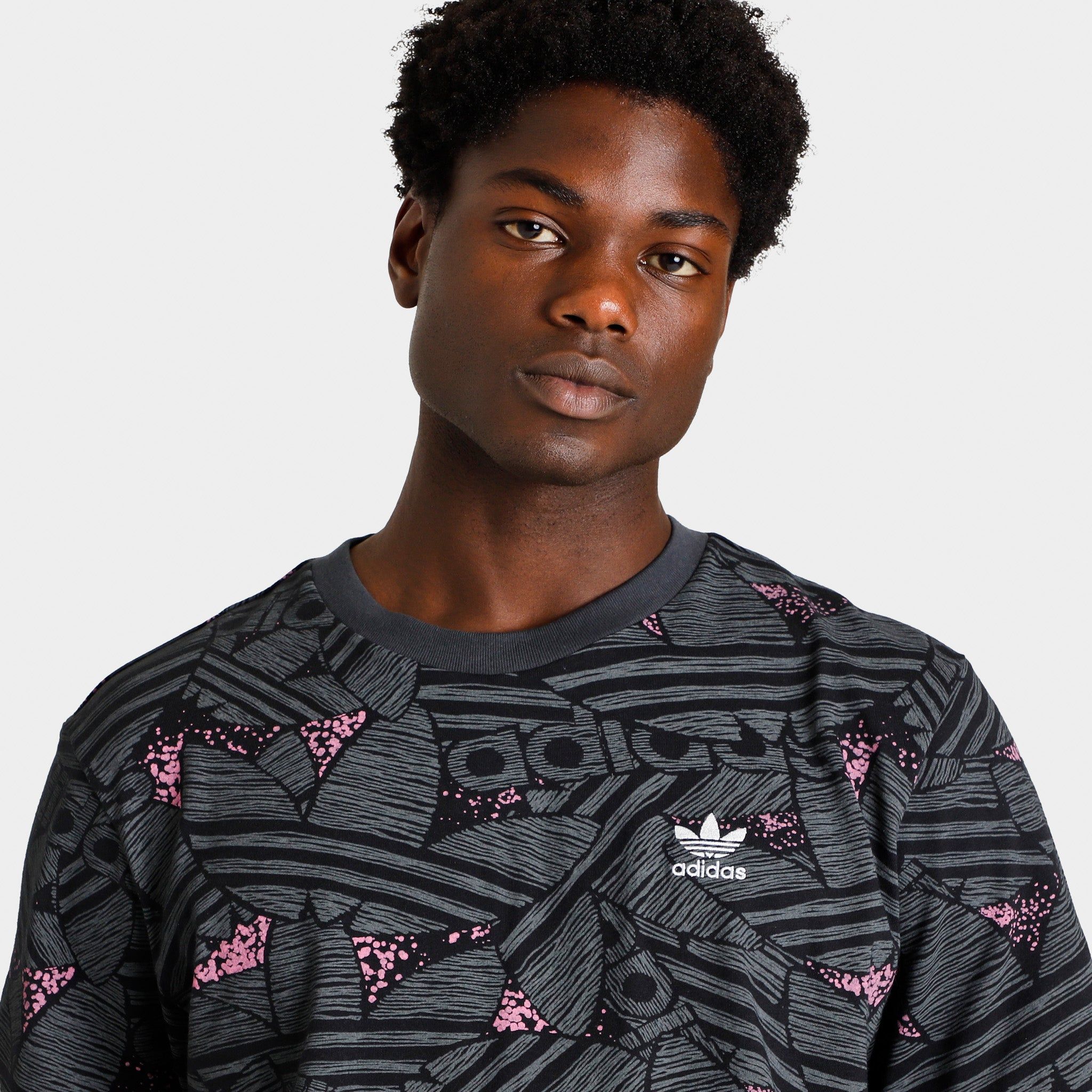 adidas Rekive Trefoil Allover Print T-shirt Black / Grey Six - Bliss Pink sold by JD Sports product image thumbnail 3