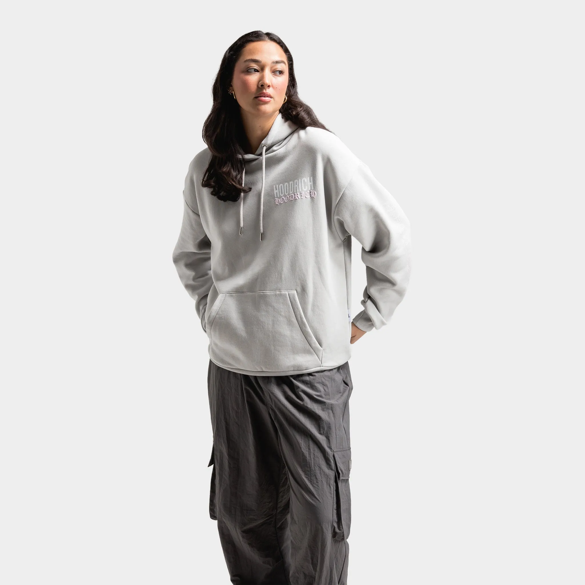 Hoodrich Women's OG Wavy Oversized Hoodie Quiet Grey / White - Festival Bloom sold by JD Sports