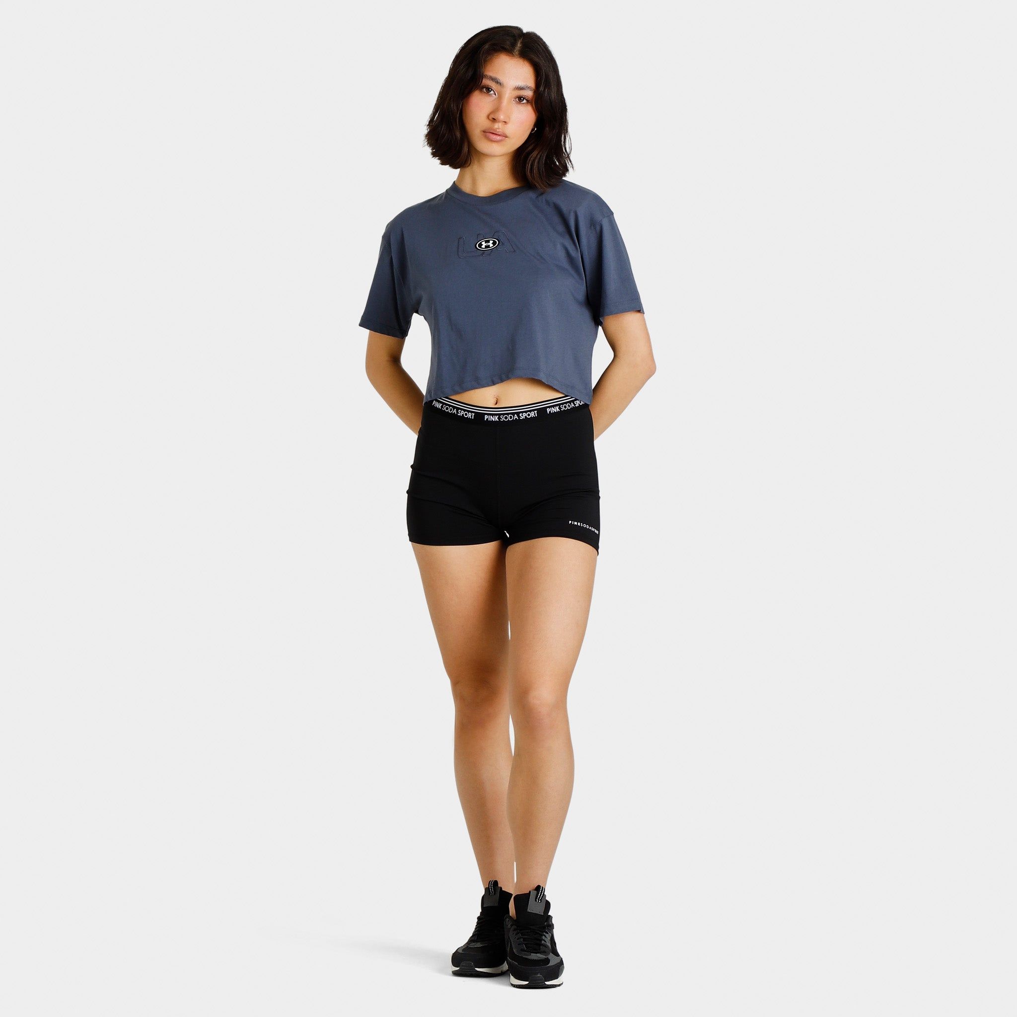 Under Armour Women's Branded Logo Crop T-shirt Downpour Grey / White sold by JD Sports product image thumbnail 5