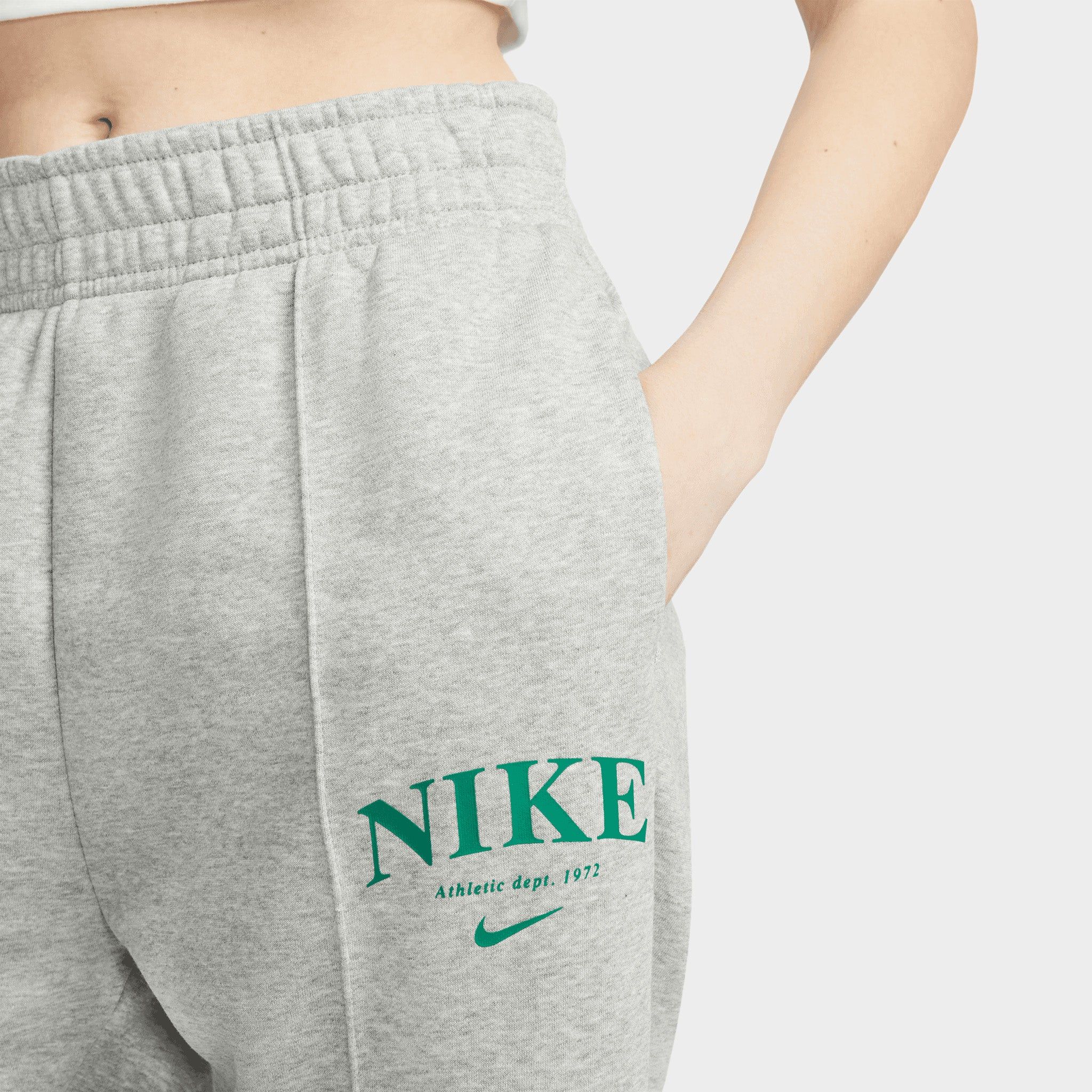 Nike Women’s Sportswear Collection Essentials Fleece Pants Dark Grey Heather / Malachite sold by JD Sports product image thumbnail 3