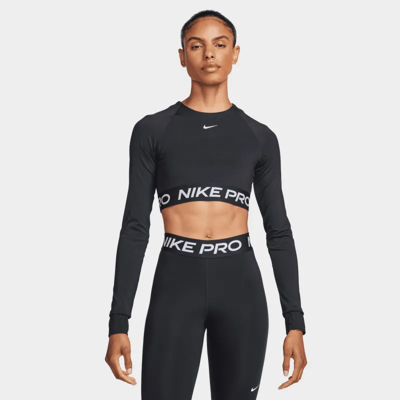 Nike Women's Pro 365 Dri-FIT Cropped Long Sleeve Top Black / White sold by JD Sports