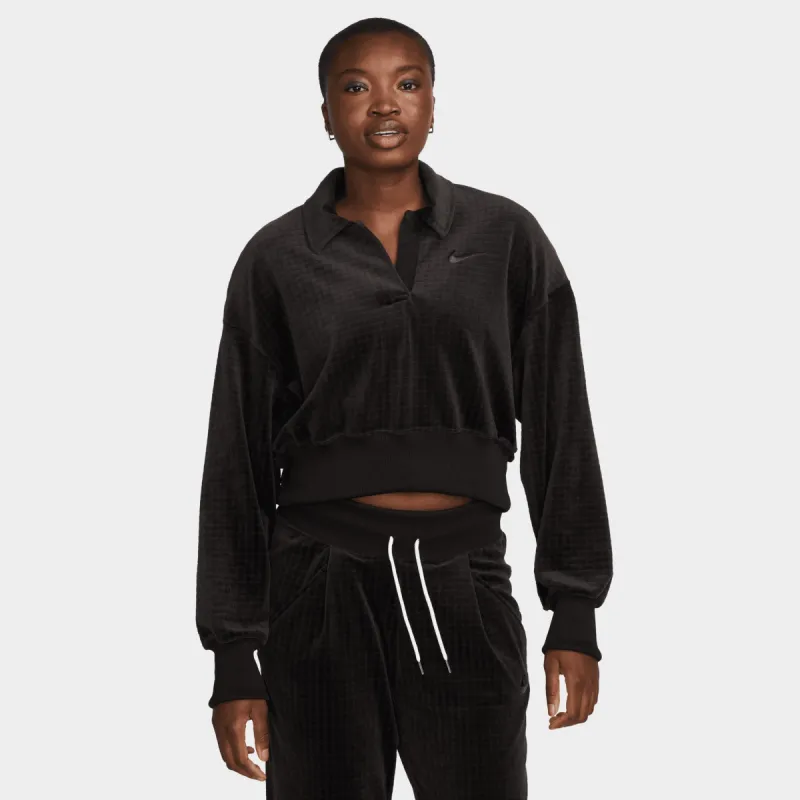 Nike Sportswear Women's Velour Polo Black / Anthracite made by Nike