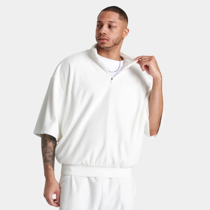 adidas Basketball Velour Half Zip Sweatshirt / Metal Grey sold by JD Sports