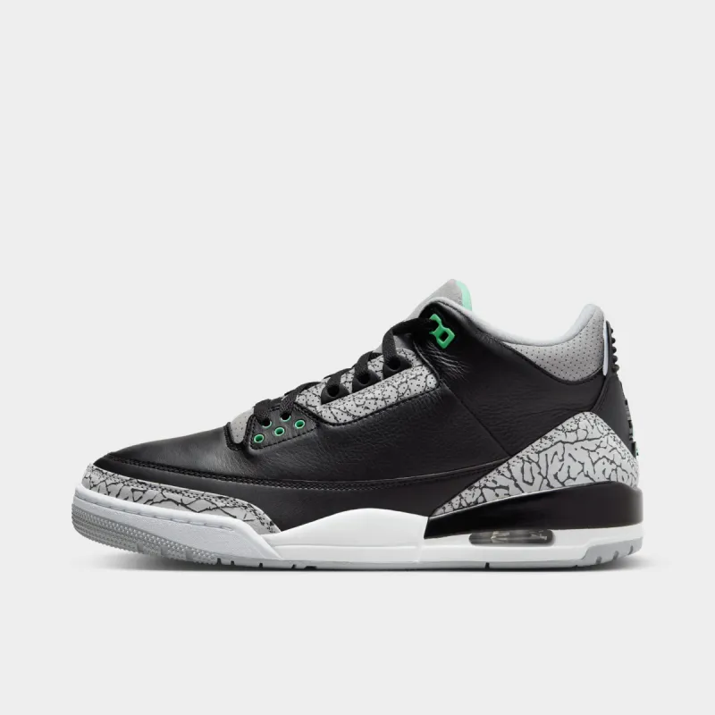 Jordan 3 Retro Black / Green Glow - Wolf Grey sold by JD Sports