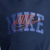 Nike Sportswear Club Fleece Arch Pullover Hoodie Midnight Navy / Safety Orange sold by JD Sports