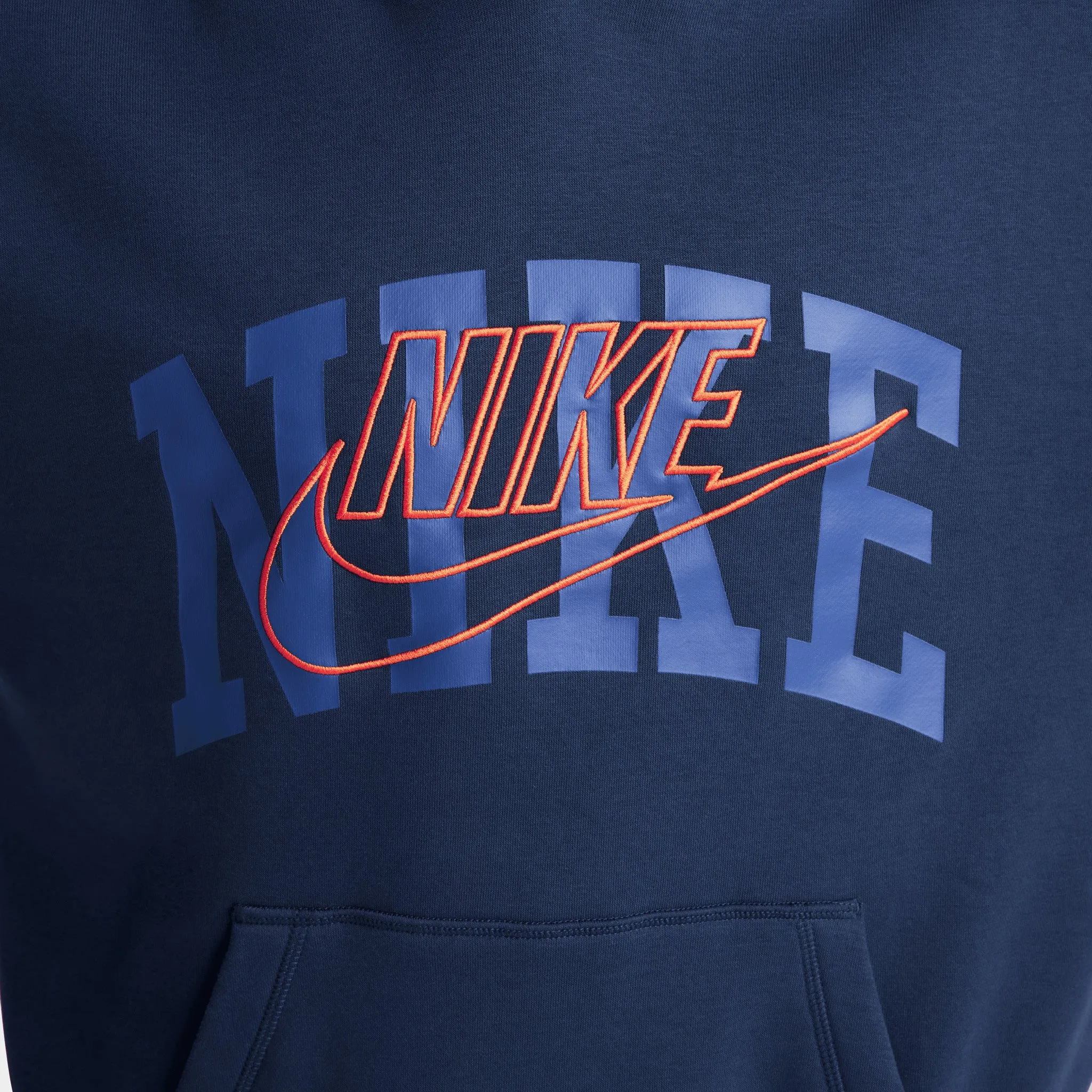 Nike Sportswear Club Fleece Arch Pullover Hoodie Midnight Navy / Safety Orange sold by JD Sports product image thumbnail 5
