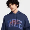 Nike Sportswear Club Fleece Arch Pullover Hoodie Midnight Navy / Safety Orange sold by JD Sports