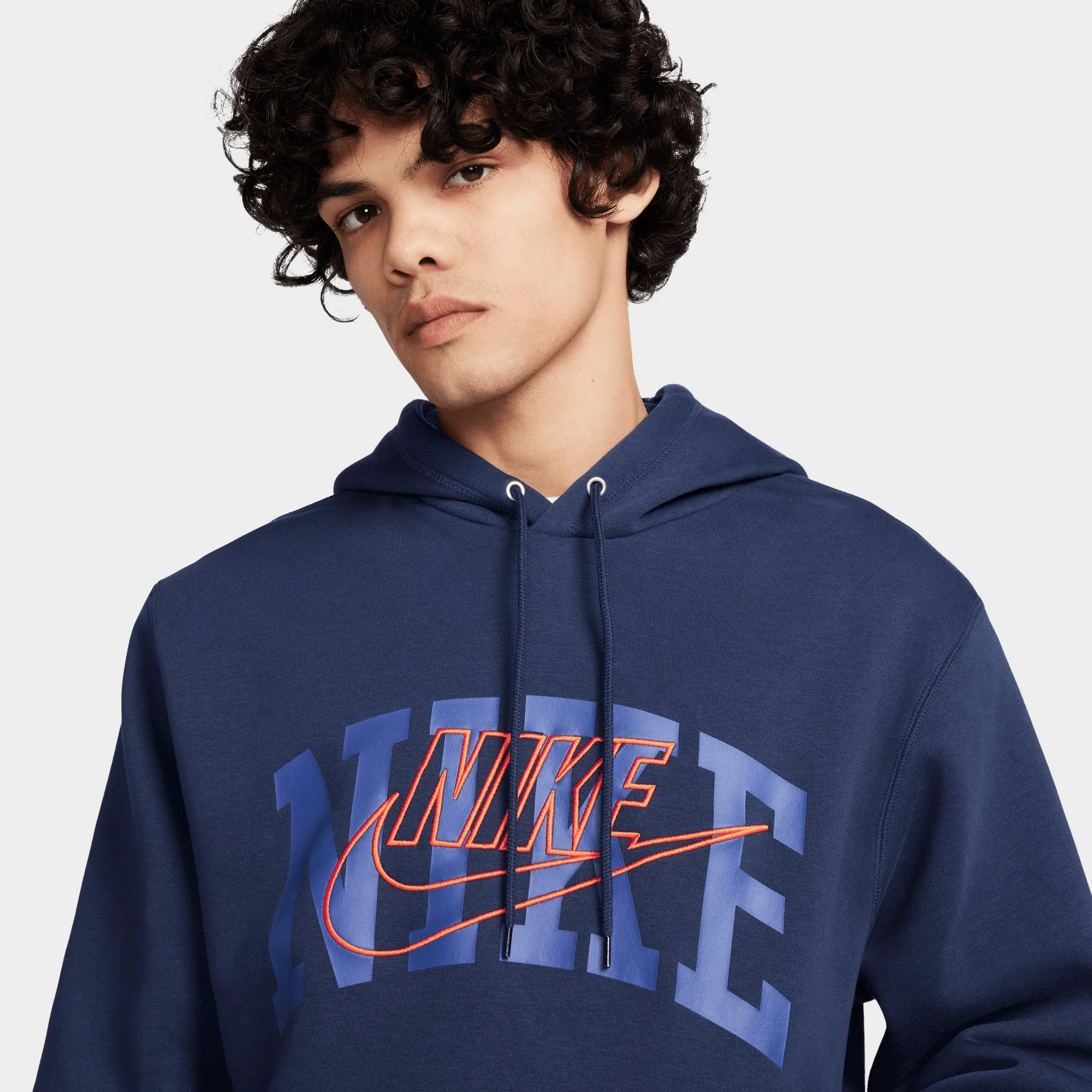 Nike Sportswear Club Fleece Arch Pullover Hoodie Midnight Navy / Safety Orange sold by JD Sports product image thumbnail 3