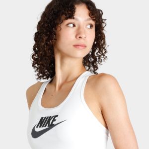 Nike Women's Dri-FIT Swoosh Medium-Support Sports Bra White / Black - Dark Smoke Grey sold by JD Sports