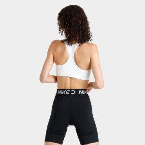 Nike Women's Dri-FIT Swoosh Medium-Support Sports Bra White / Black - Dark Smoke Grey sold by JD Sports