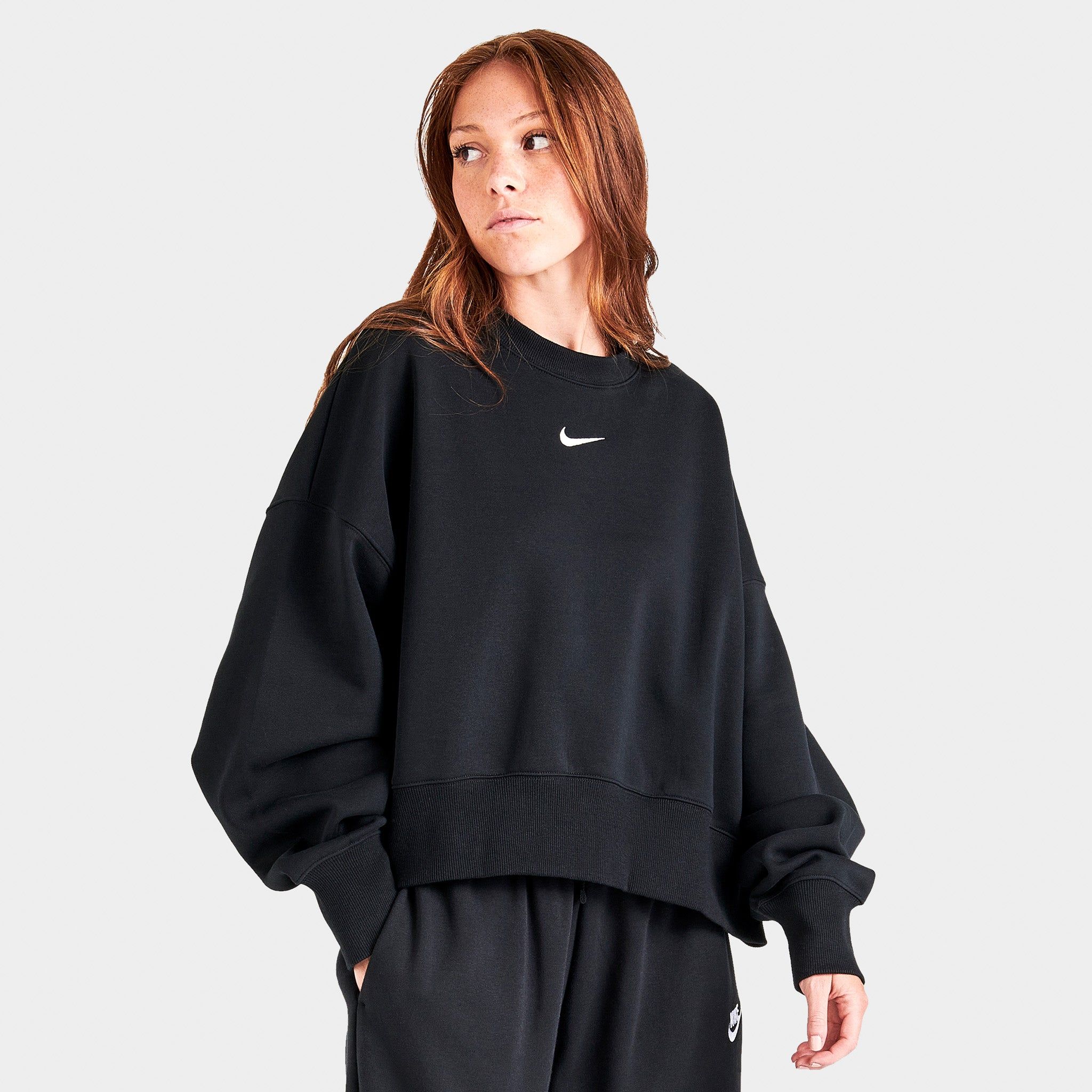 Nike Women’s Sportswear Phoenix Fleece Over-Oversized Crewneck Sweatshirt Black / Sail sold by JD Sports