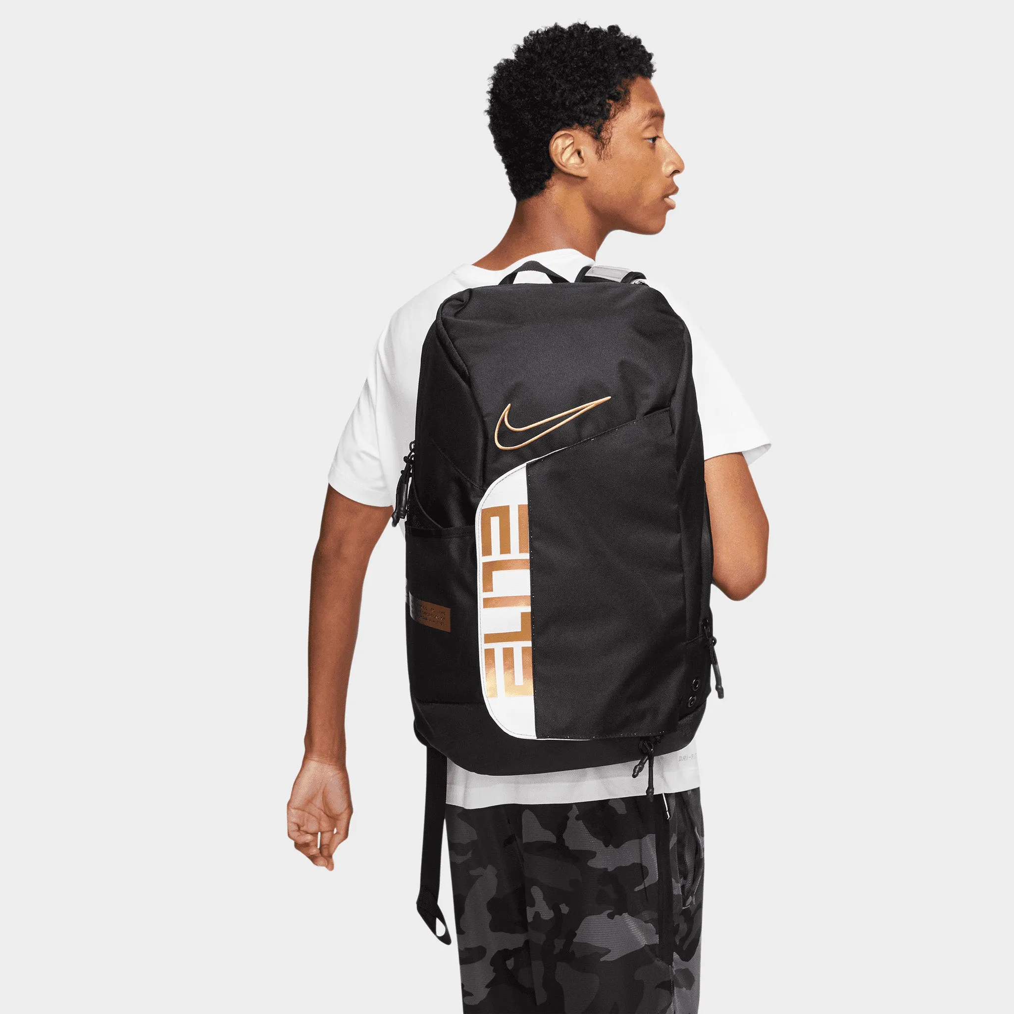 Nike Elite Pro Basketball Backpack Black / White - Metallic Gold sold by JD Sports