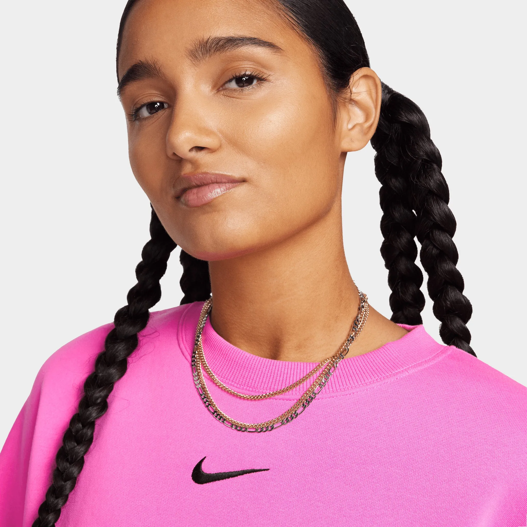 Nike Sportswear Women's Phoenix Fleece Over-Oversized Crewneck Playful Pink / Black sold by JD Sports product image thumbnail 3