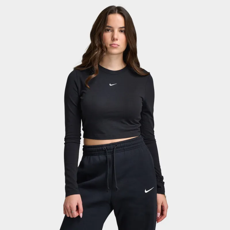 Nike Sporstwear Women's Chill Knit Long Sleeve Crop Black / Sail made by Nike