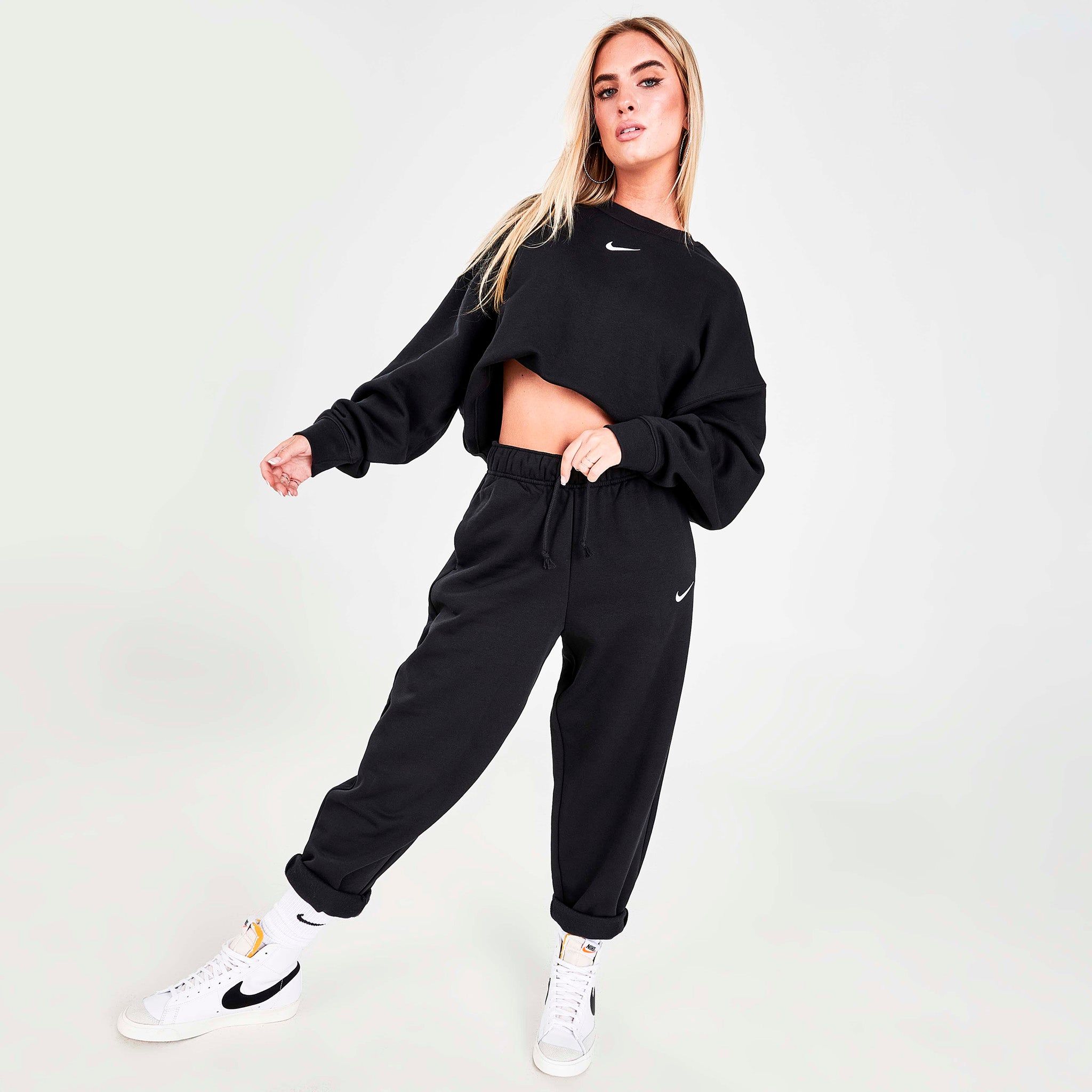 Nike Women’s Sportswear Essentials Oversized Fleece Crew Black / White sold by JD Sports