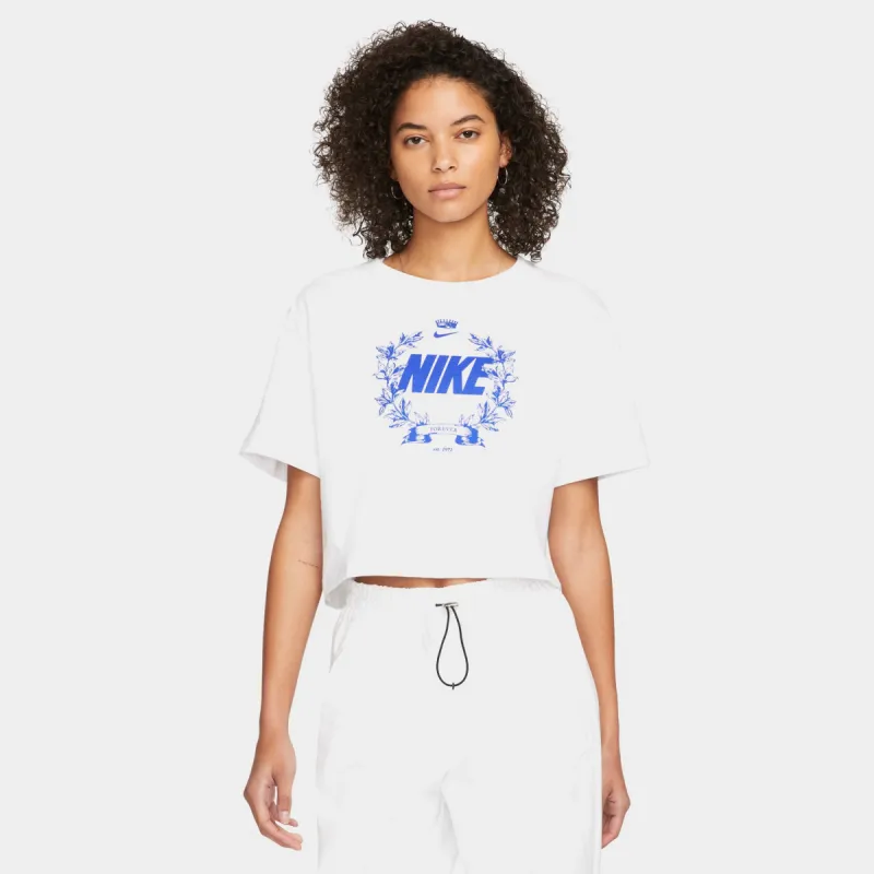 Nike Sportswear Women’s Cropped Printed T-shirt / White sold by JD Sports