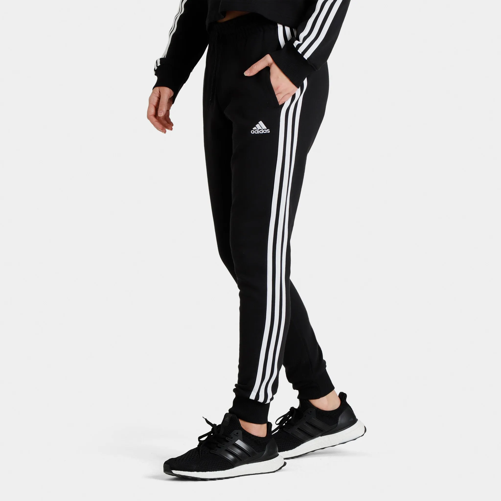 adidas Originals Women's 3 Stripe French Terry CF Pants Black / White sold by JD Sports product image thumbnail 2