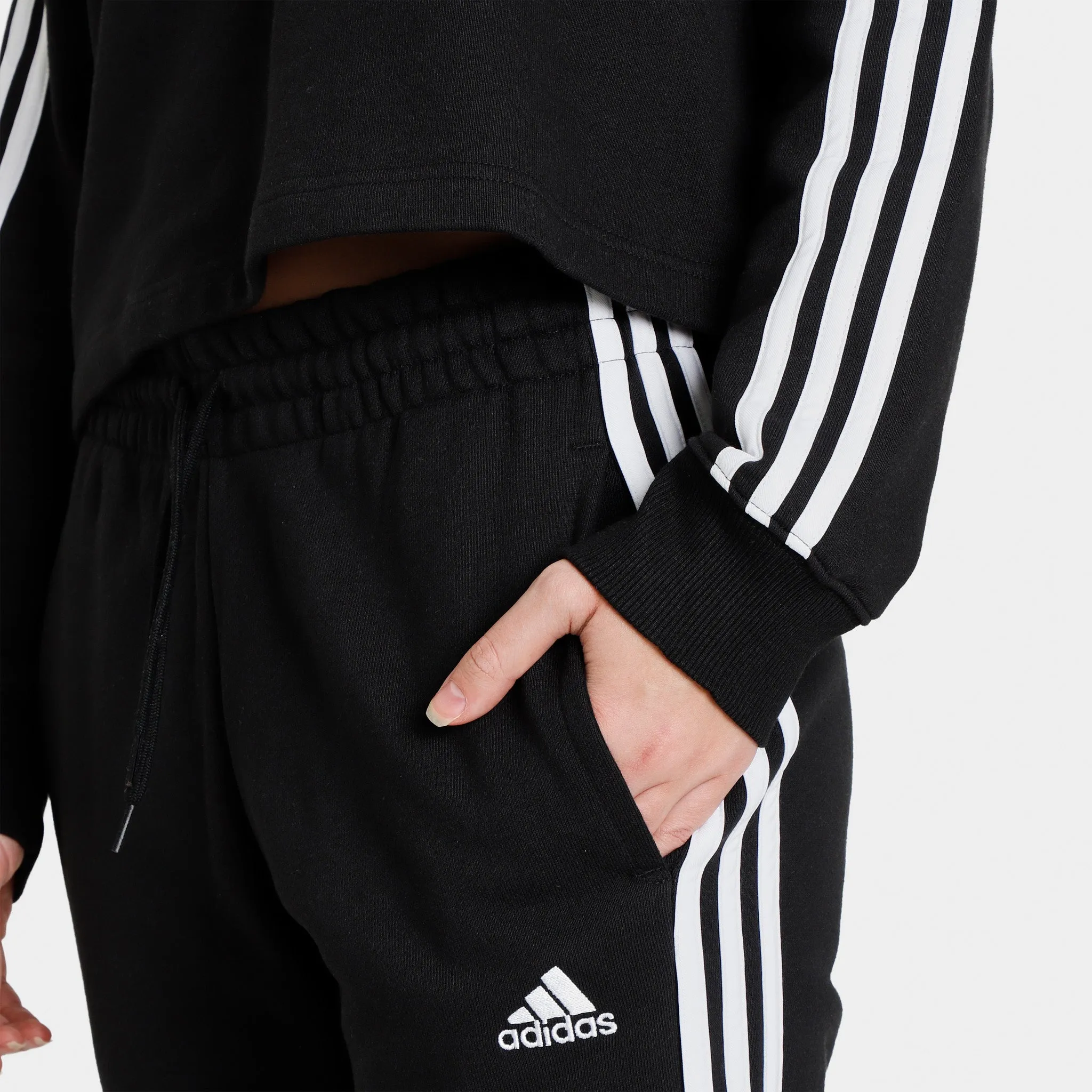 adidas Originals Women's 3 Stripe French Terry CF Pants Black / White sold by JD Sports product image thumbnail 5