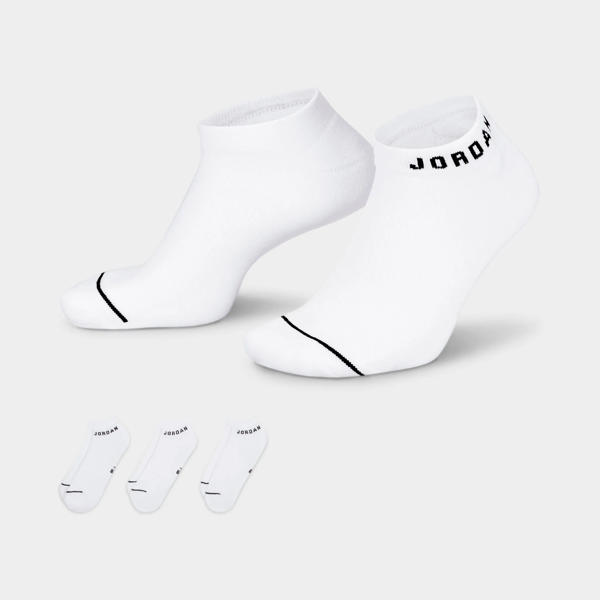 Jordan Everyday No-Show Socks (3 Pack) White / Black sold by JD Sports