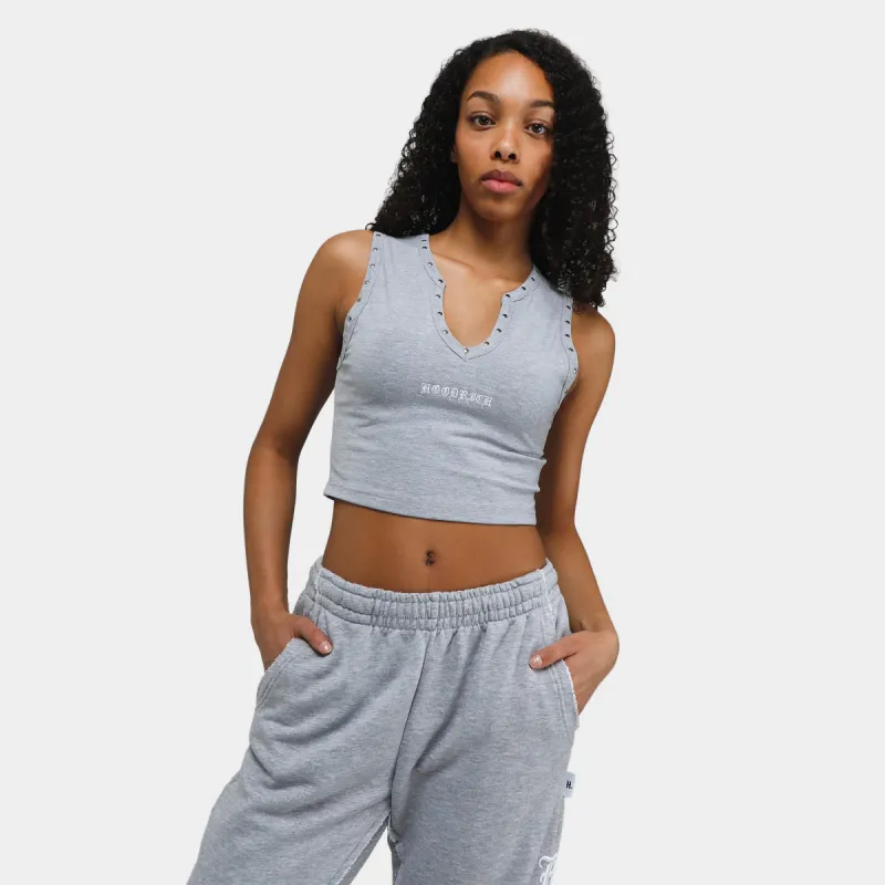 Hoodrich Women's OG Dusk Cropped Tank Top Heather Grey / White made by Hoodrich