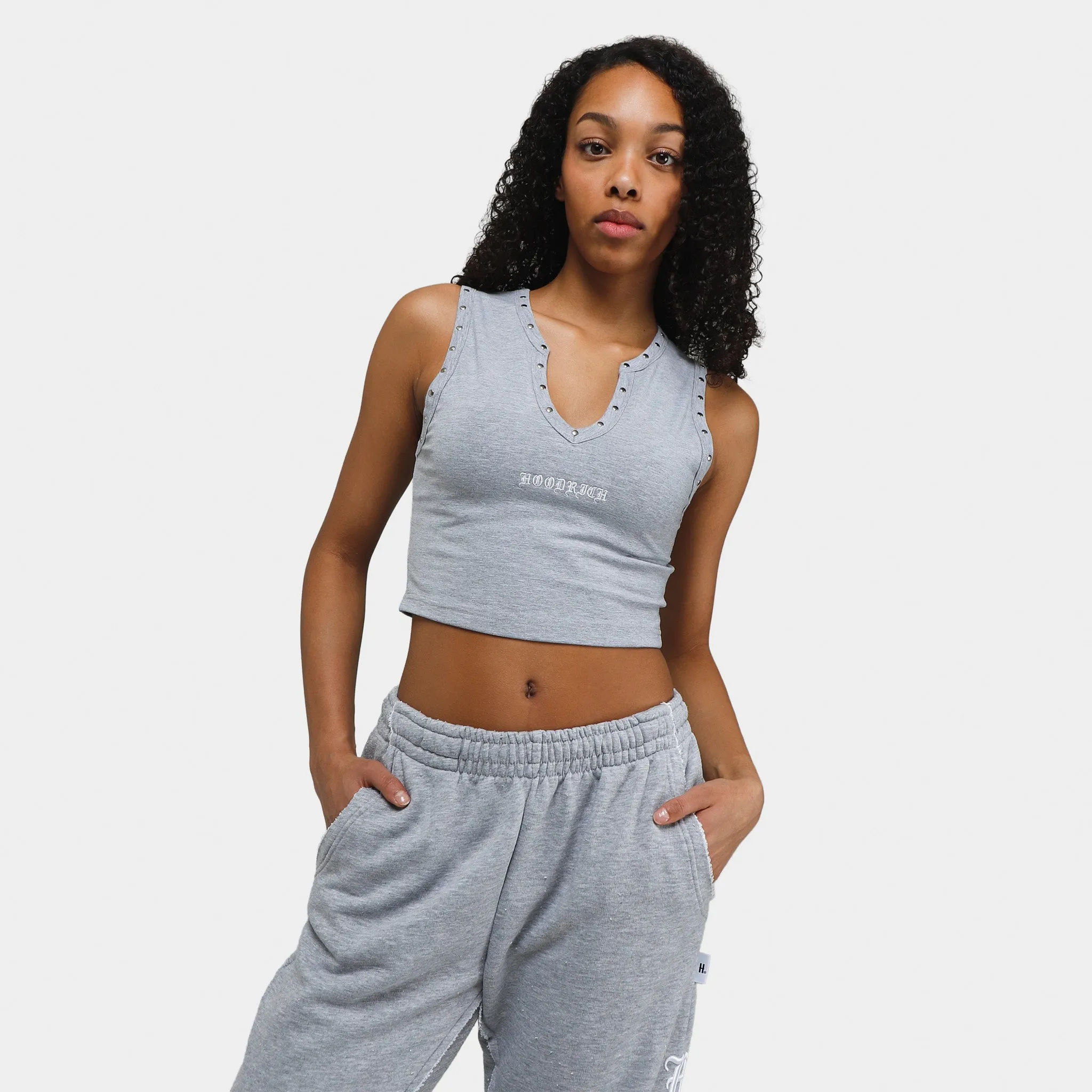 Hoodrich Women's OG Dusk Cropped Tank Top Heather Grey / White sold by JD Sports