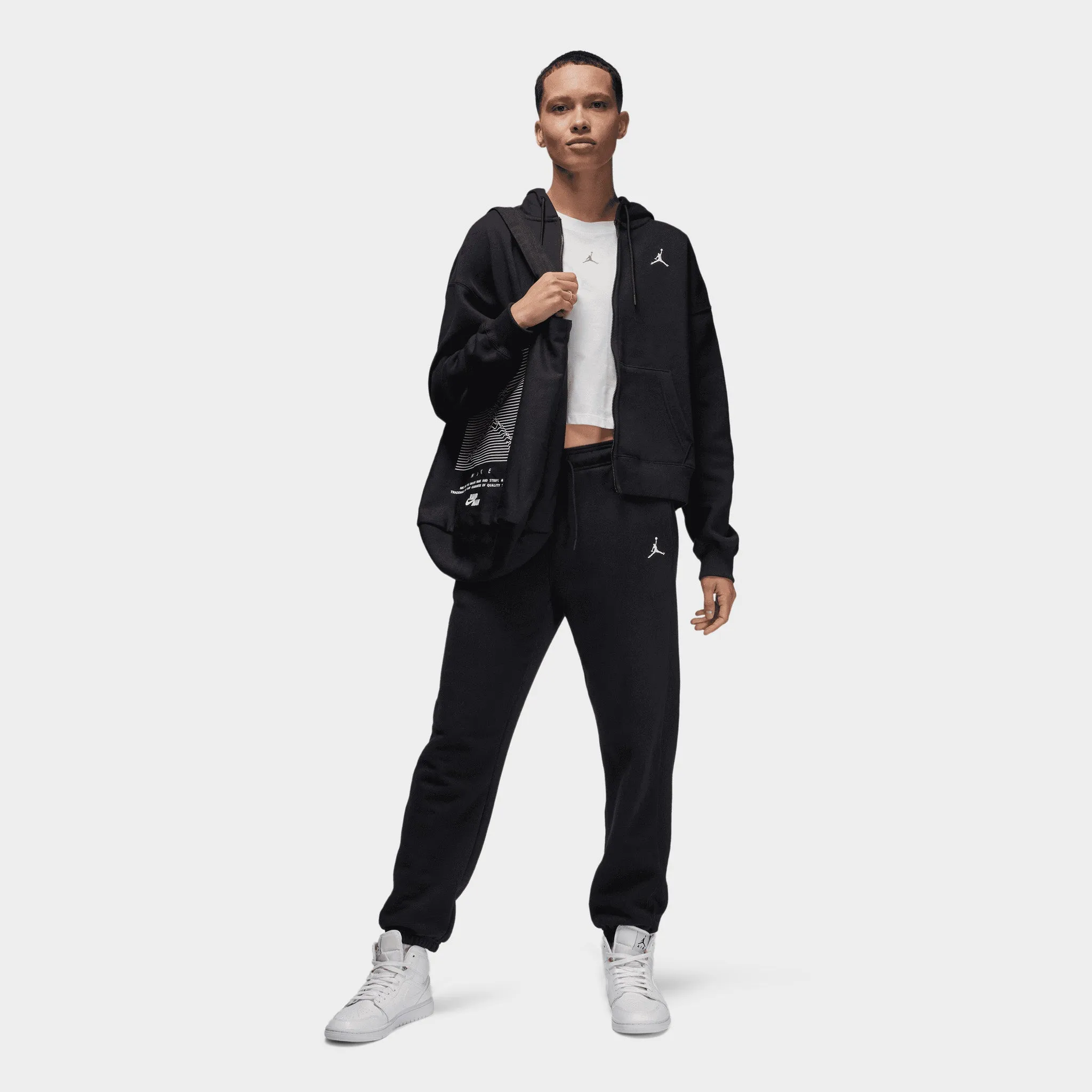 Jordan Women's Brooklyn Fleece Full Zip Hoodie Black / White sold by JD Sports product image thumbnail 5