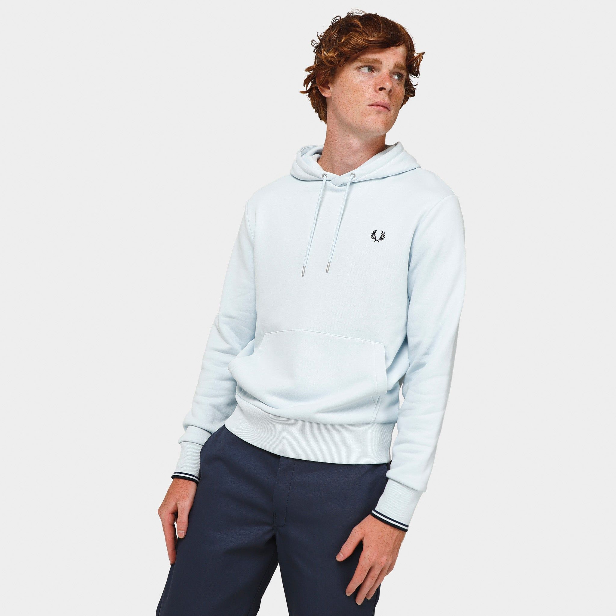 Fred Perry Tipped Pullover Hoodie / Light Ice sold by JD Sports