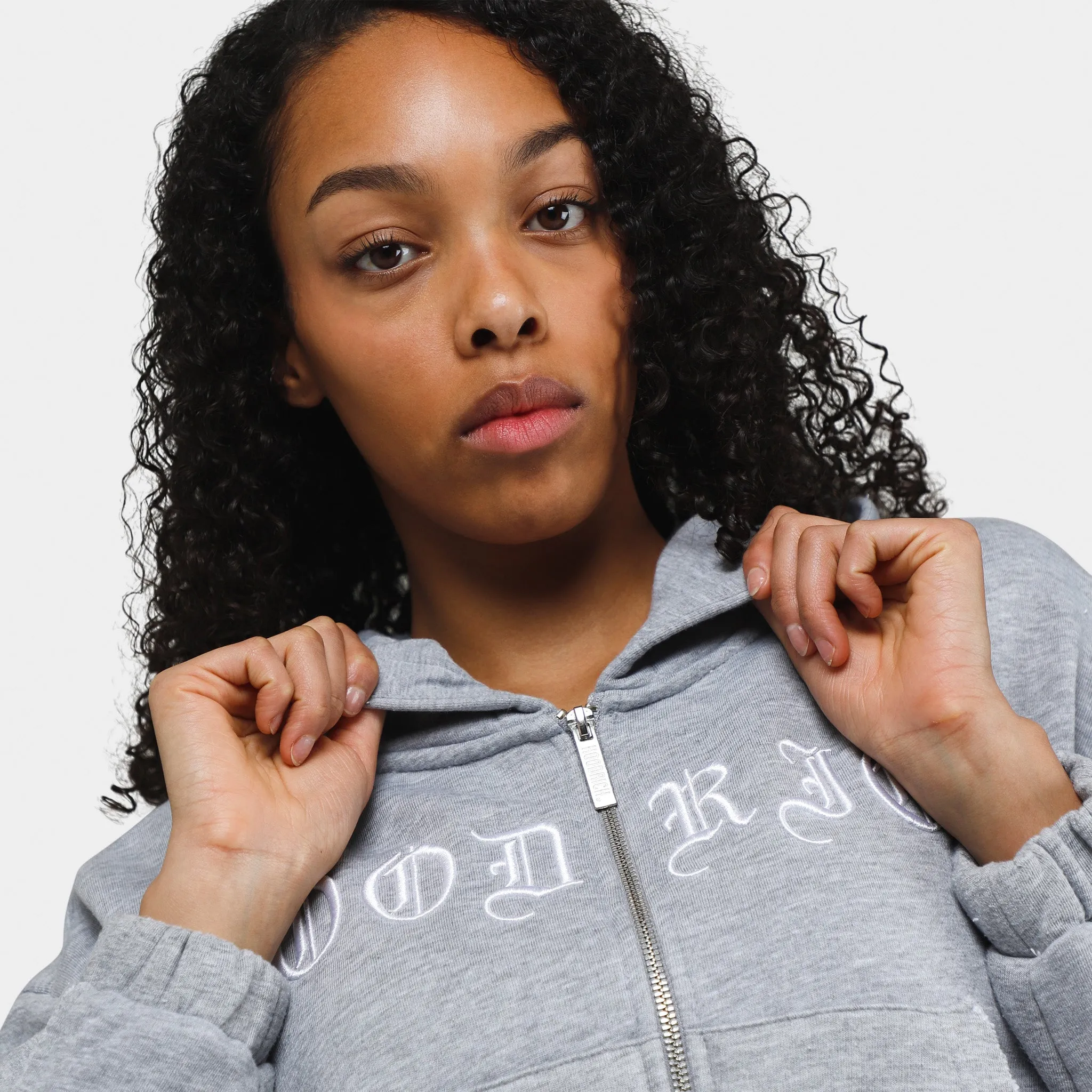 Hoodrich Women's OG Dusk Cropped Full Zip Hoodie Heather Grey / White sold by JD Sports product image thumbnail 3