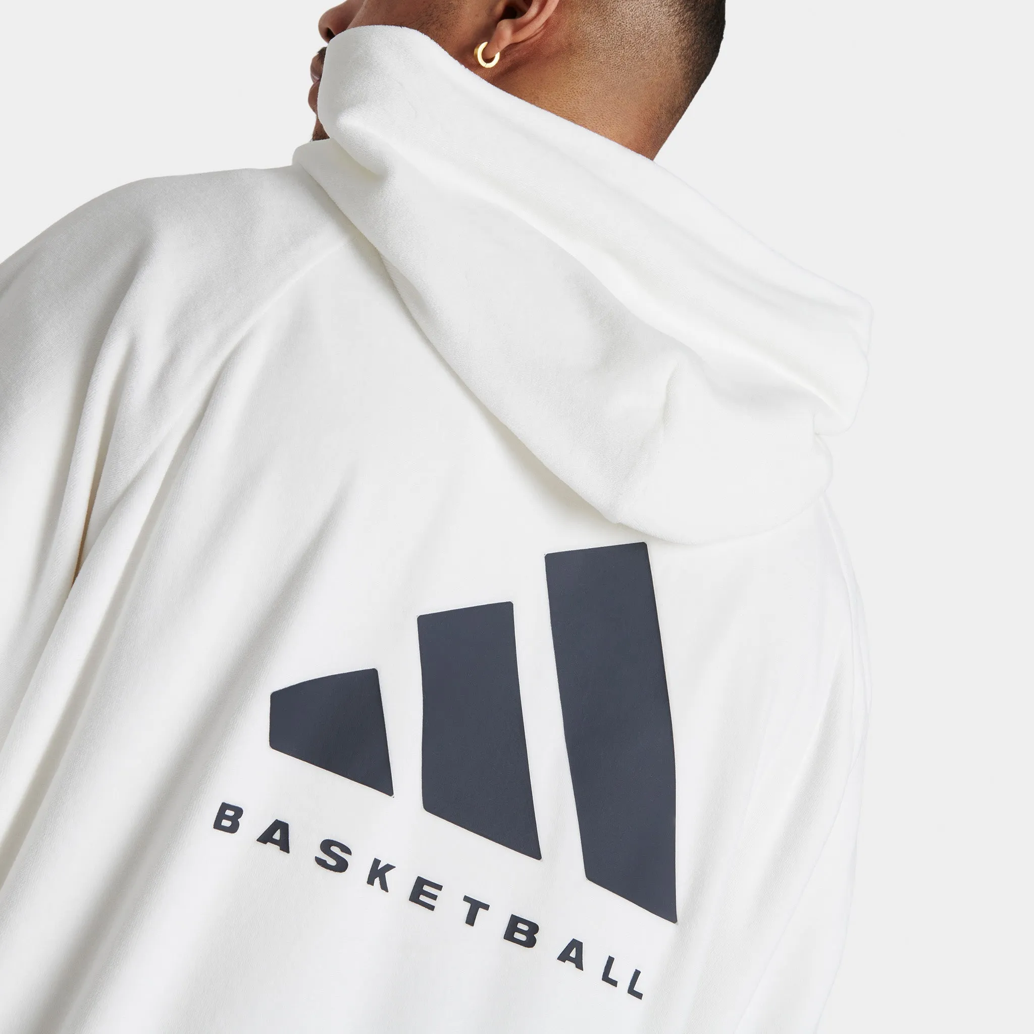 adidas Basketball Velour Pullover Hoodie / Cloud White sold by JD Sports product image thumbnail 4