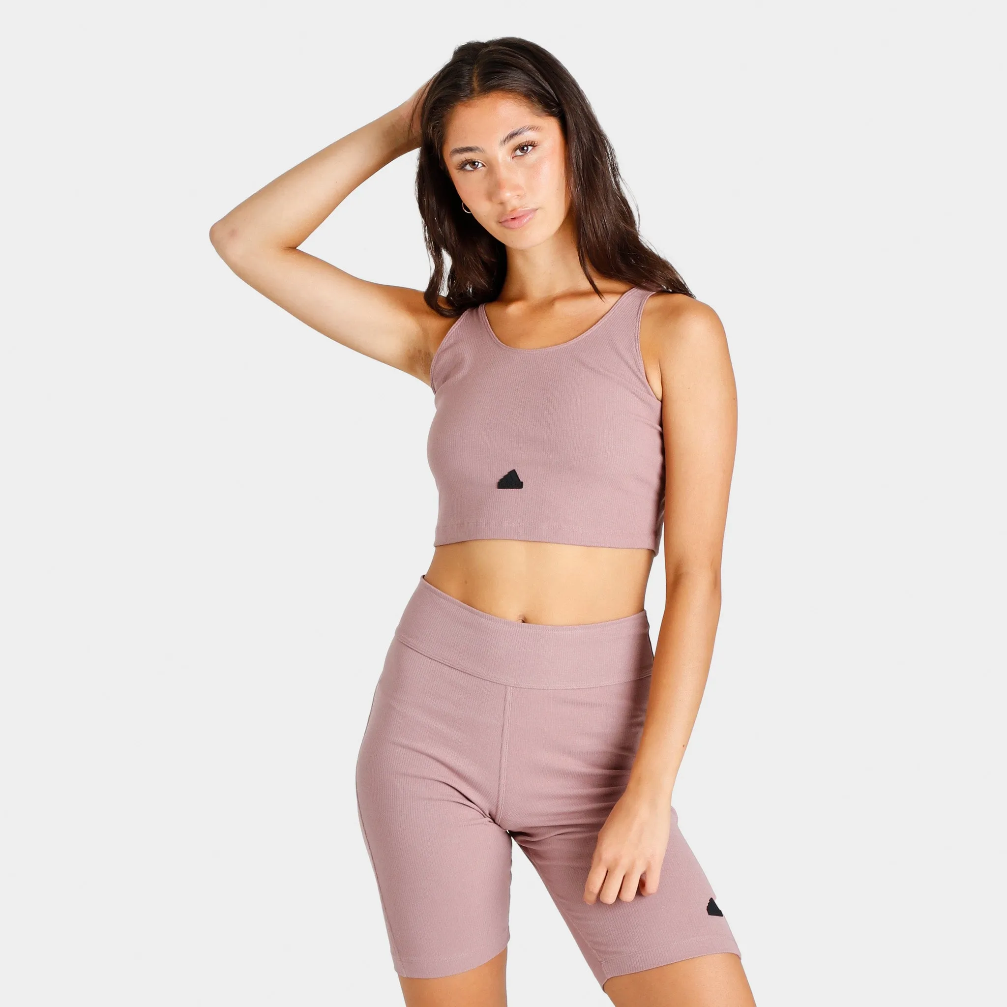 adidas Women's Rib Cropped Top Purple / Black sold by JD Sports