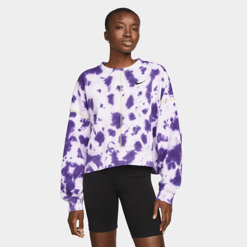 Nike Sportswear Womenâ€™s Fleece Oversized Tie-Dye Crewneck Active Pink / Siren Red - Black sold by JD Sports