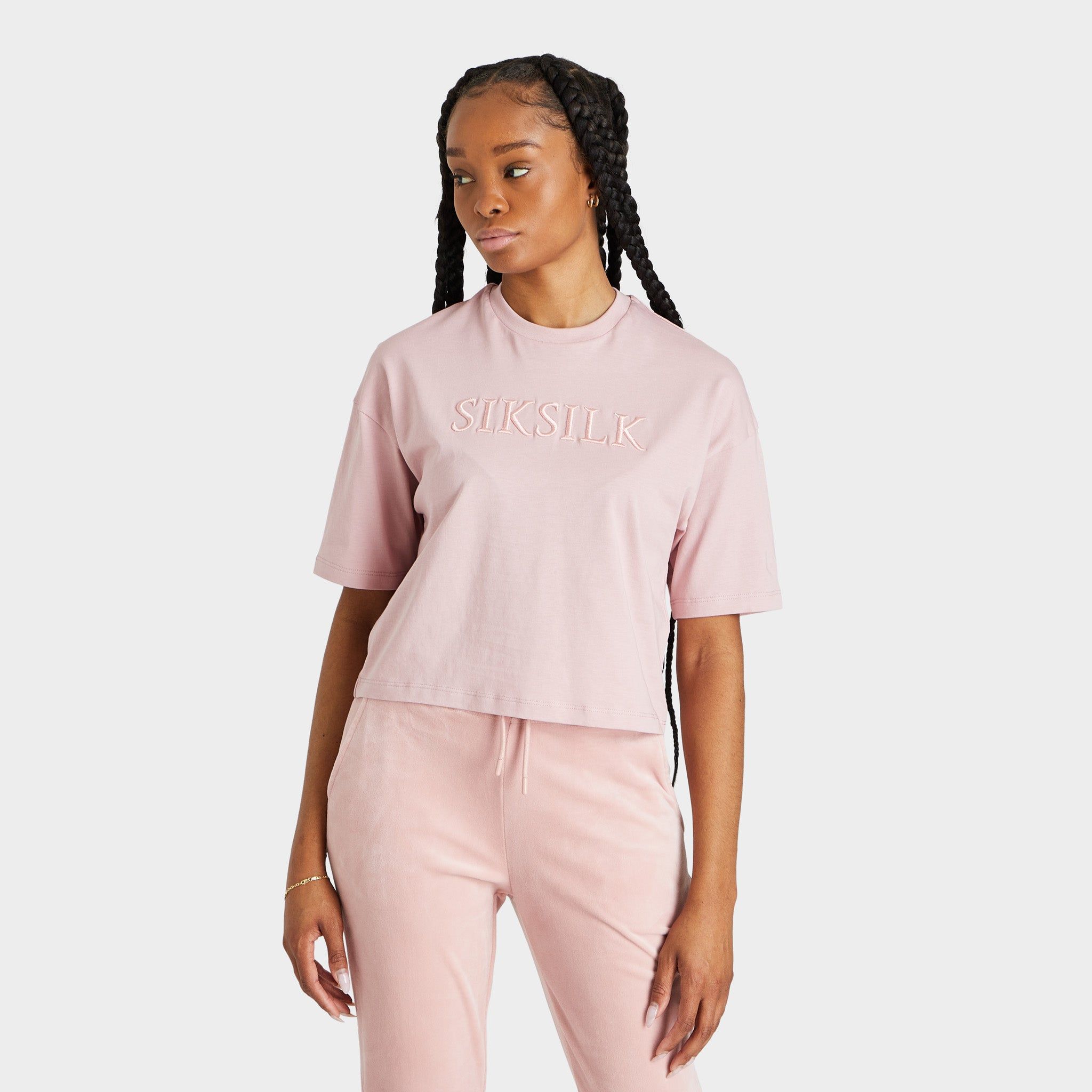 SikSilk Women's Embroidered Logo T-shirt / Pink sold by JD Sports