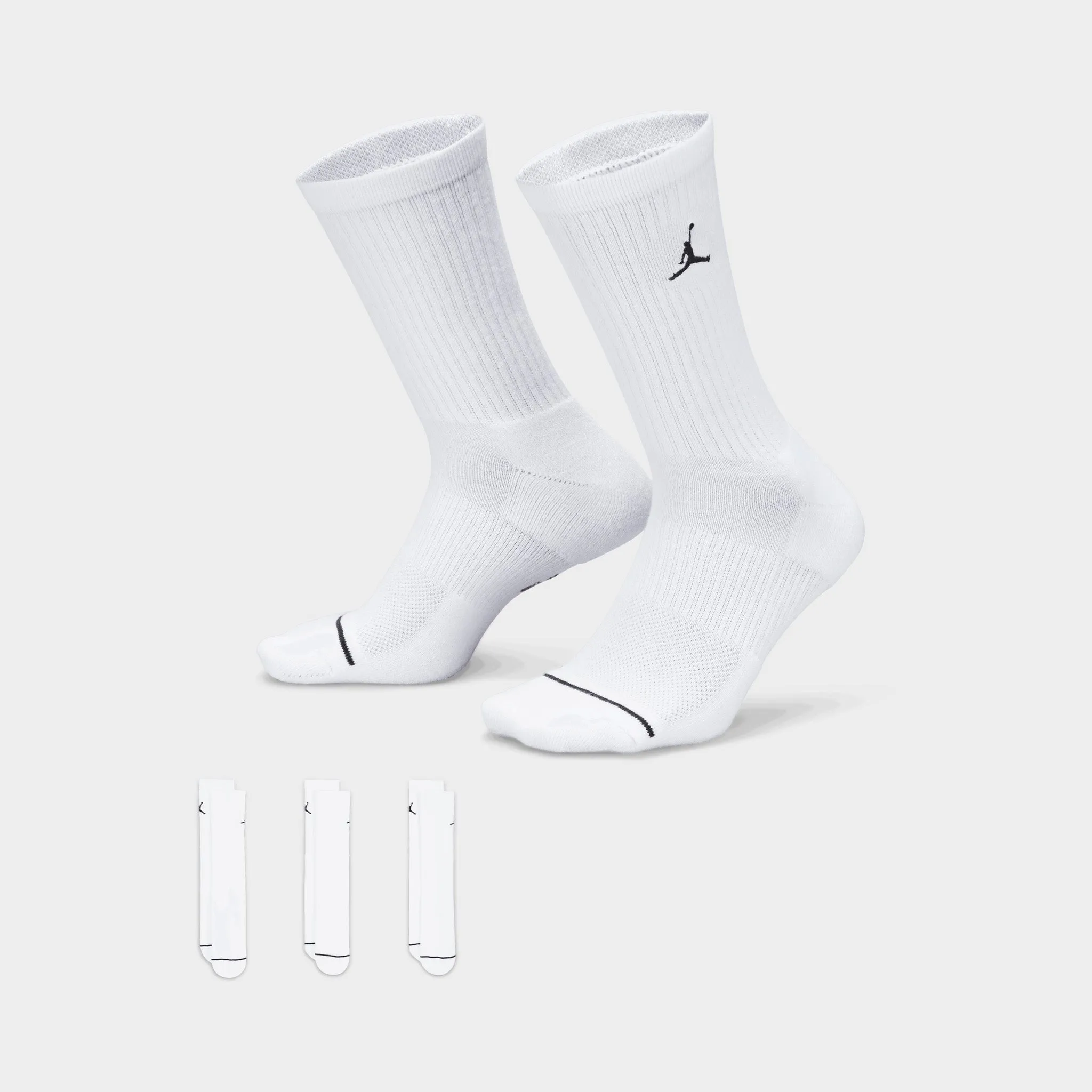 Jordan Everyday Crew Socks (3 Pack) White / Black sold by JD Sports