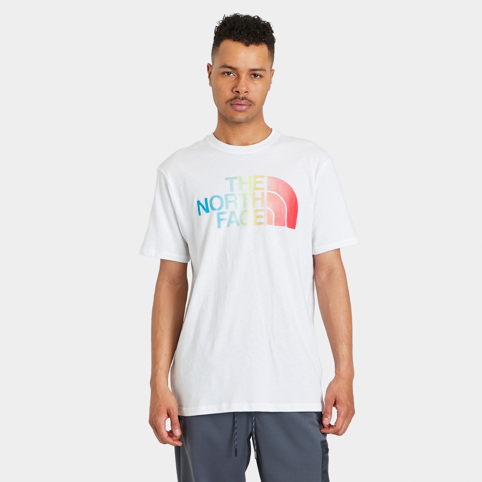 The North Face Half Dome T-shirt TNF White / Horizon Red Dye Ombre Fill sold by JD Sports