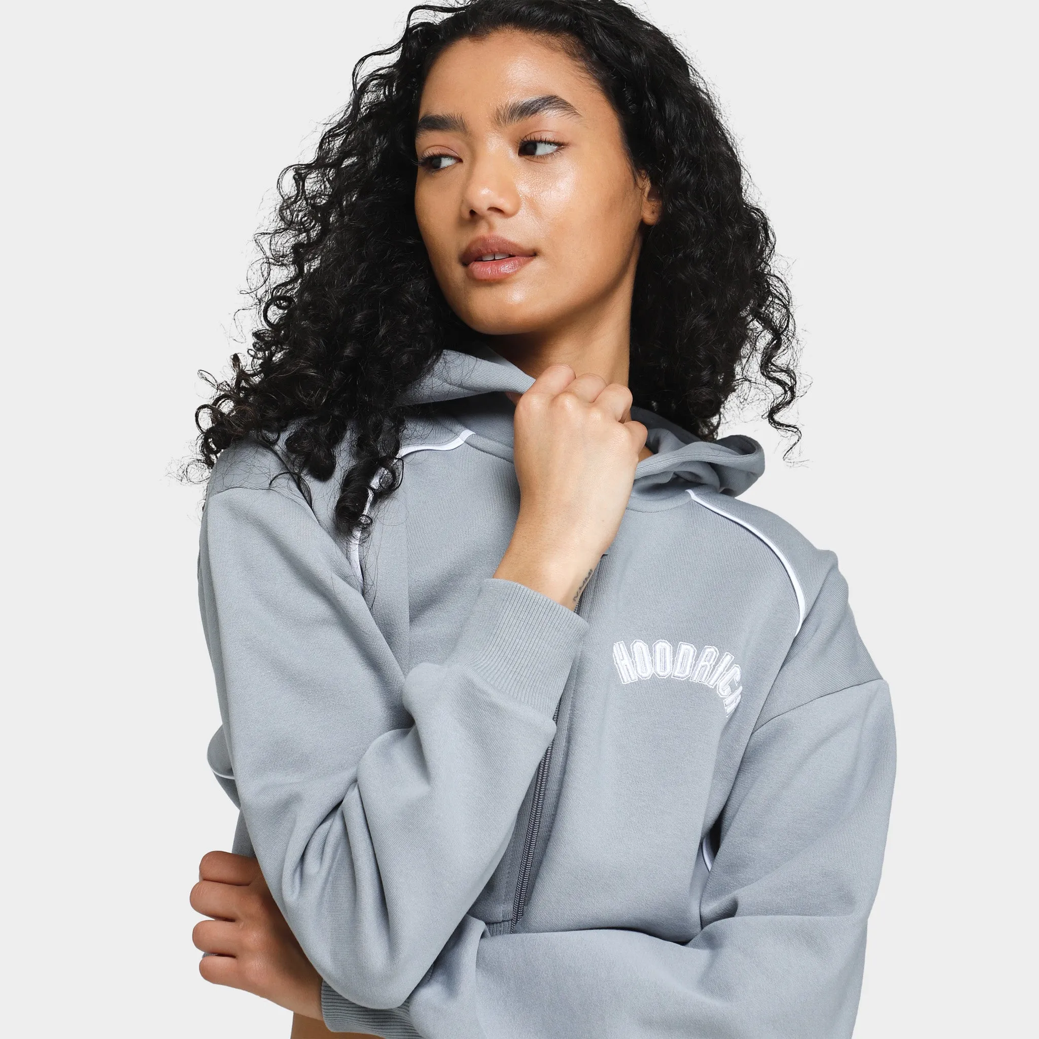 Hoodrich Women's OG Degree Zippered Cropped Hoodie Weatherwave / White sold by JD Sports product image thumbnail 3